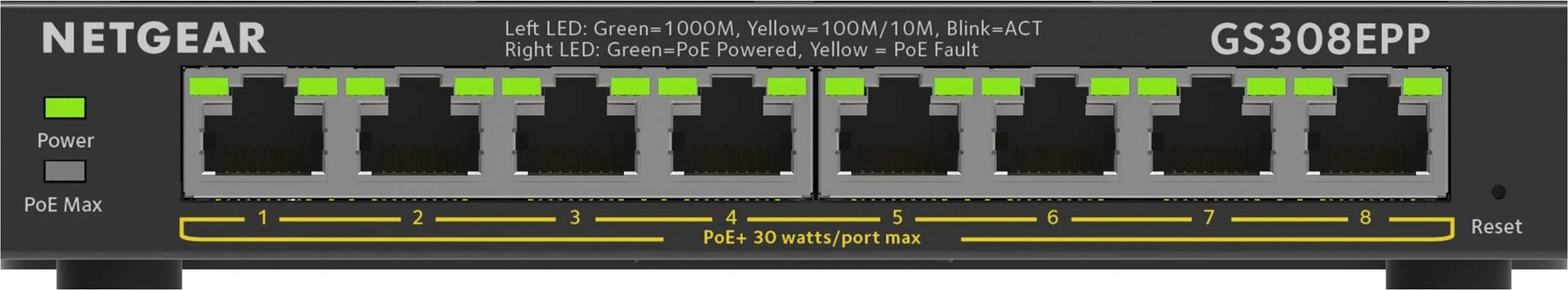 Šakotuvas Jungiklis NETGEAR 8x GE GS308EPP-100PES