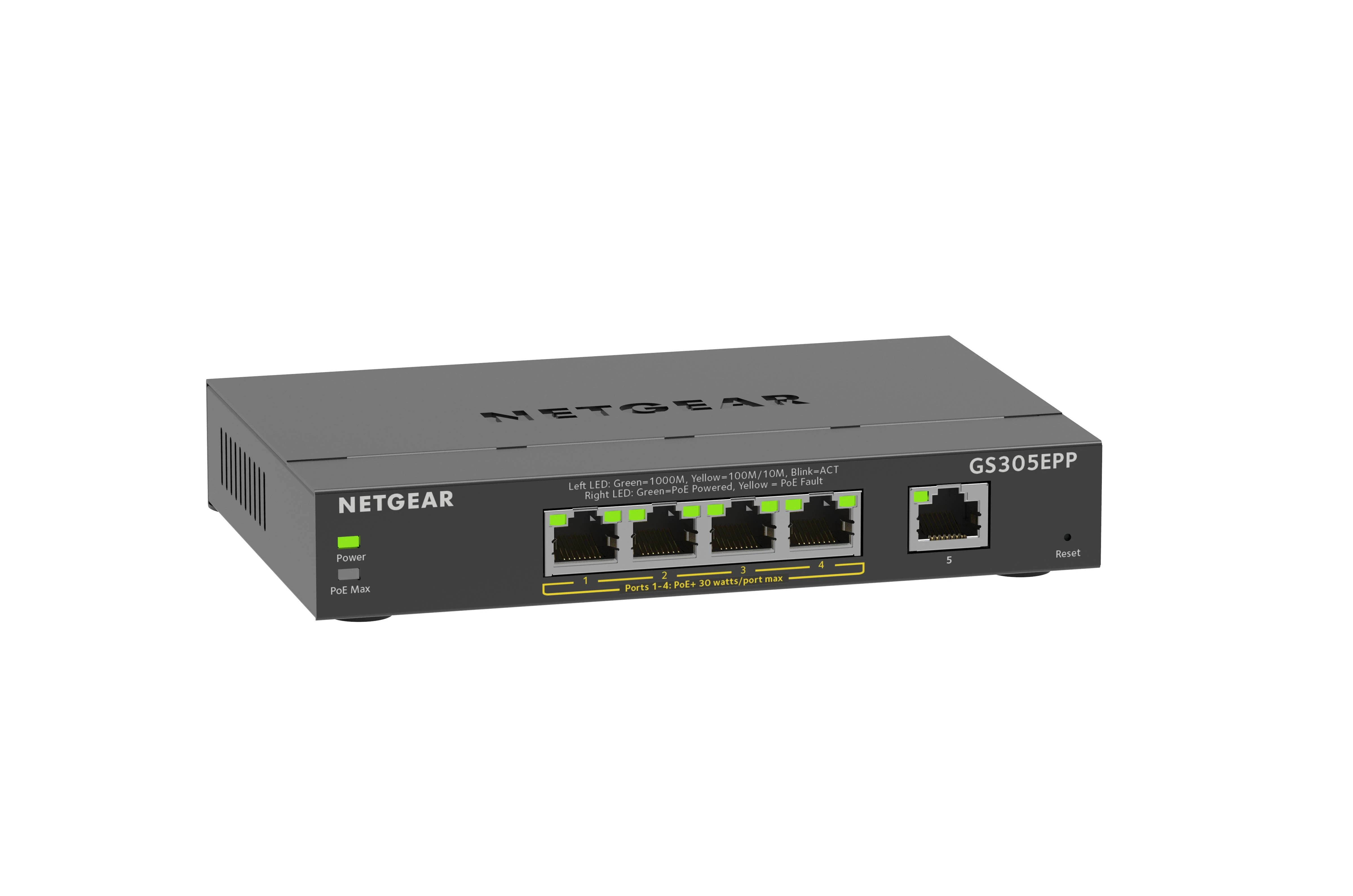 Šakotuvas NETGEAR 5PT GE Plus jungiklis W/HI-PWR POE+