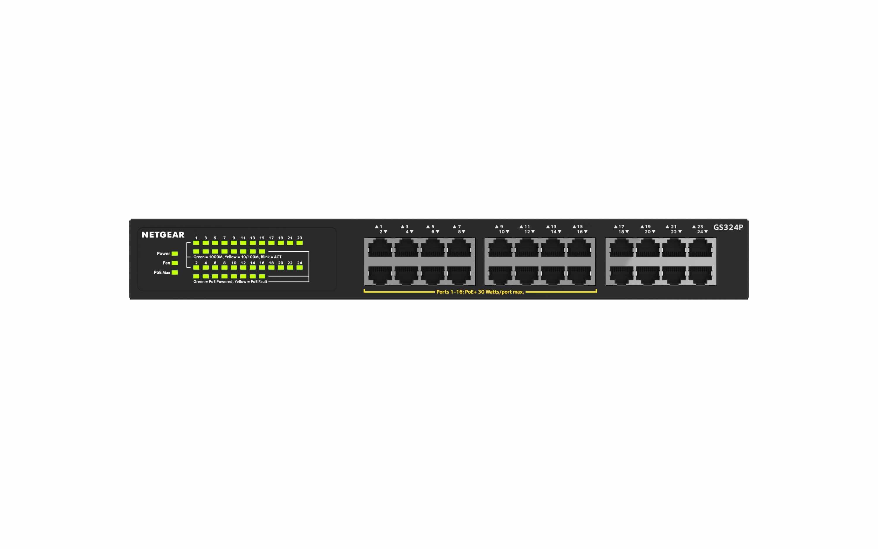 Šakotuvas NETGEAR 24PT GIGE UNMANAGED SWITCH W/POE+