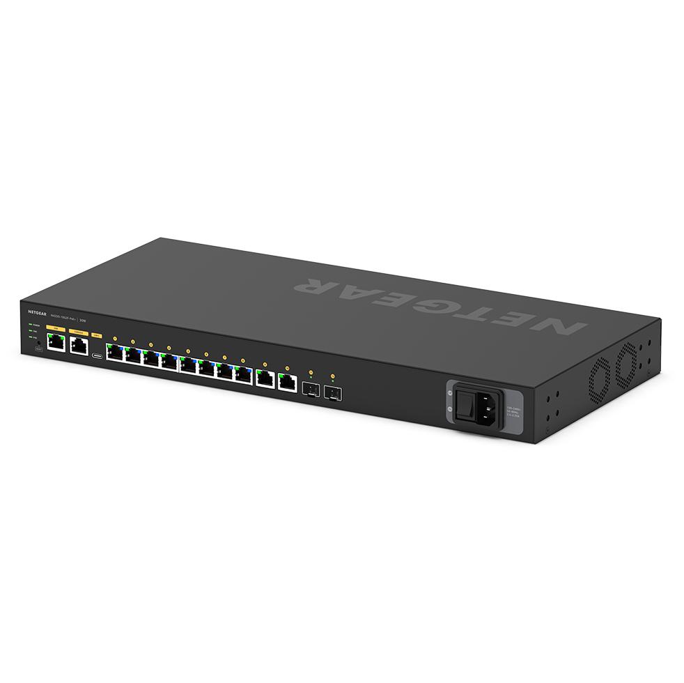 Šakotuvas NETGEAR M4250 12 prievadų AV Line PoE+ jungiklis 125W 2x1G 2xSFP valdomas jungiklis