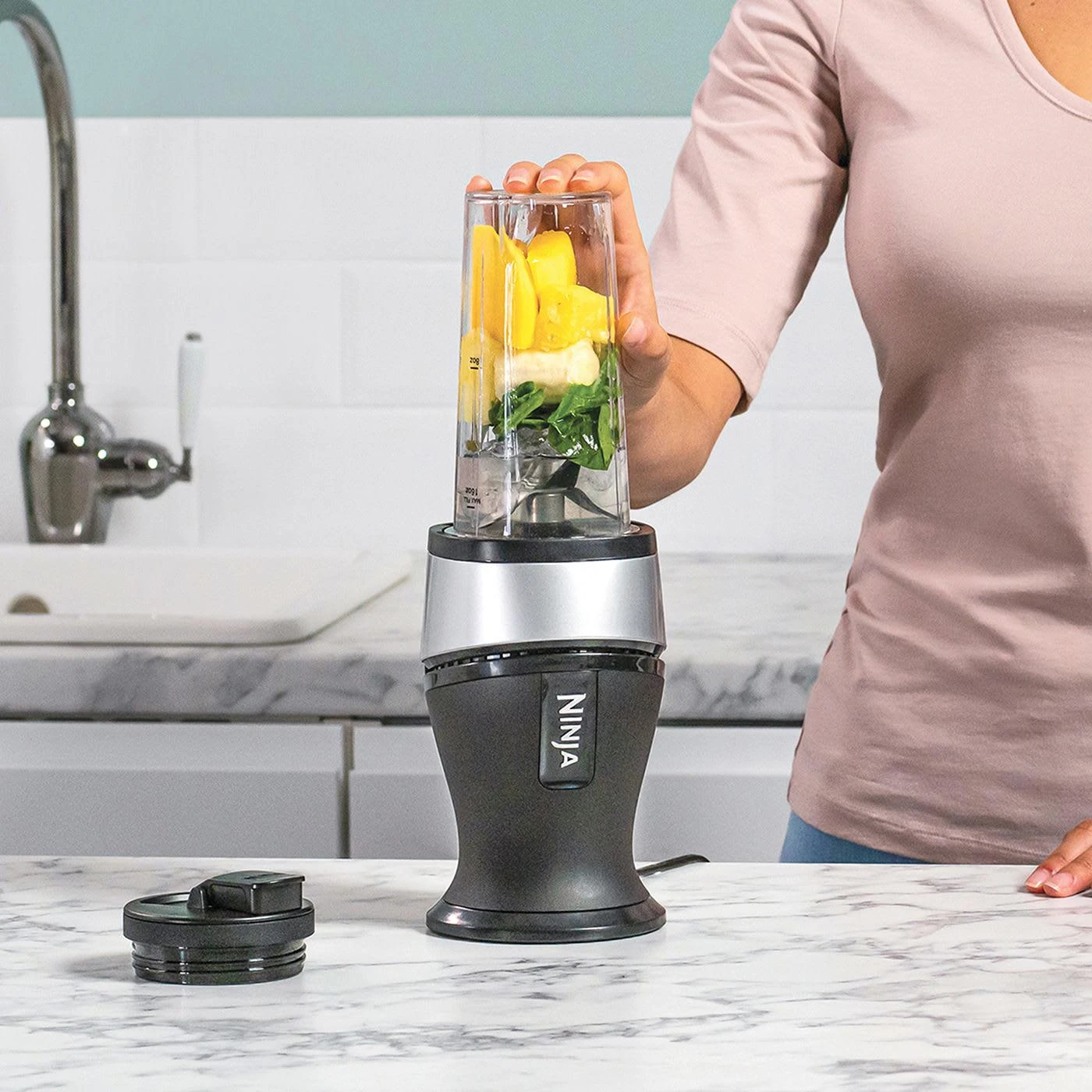Ninja Kitchen Kokteilių plaktuvas QB3001EUS, Juodos / Sidabrinės spalvos