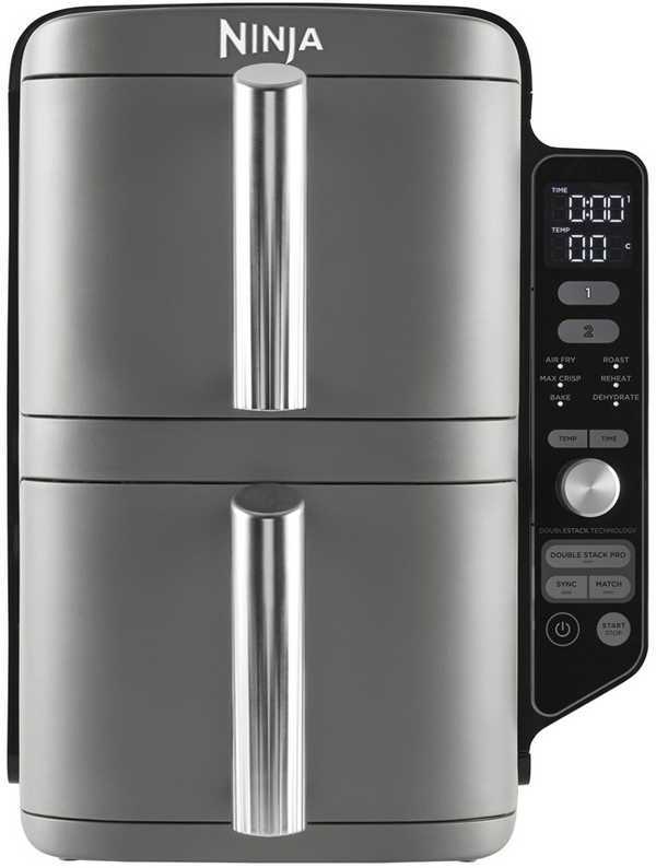 Karšto oro gruzdintuvė Ninja Double Stack XL, 2 lygių, 9,5 l, SL400EU, Tamsiai pilka