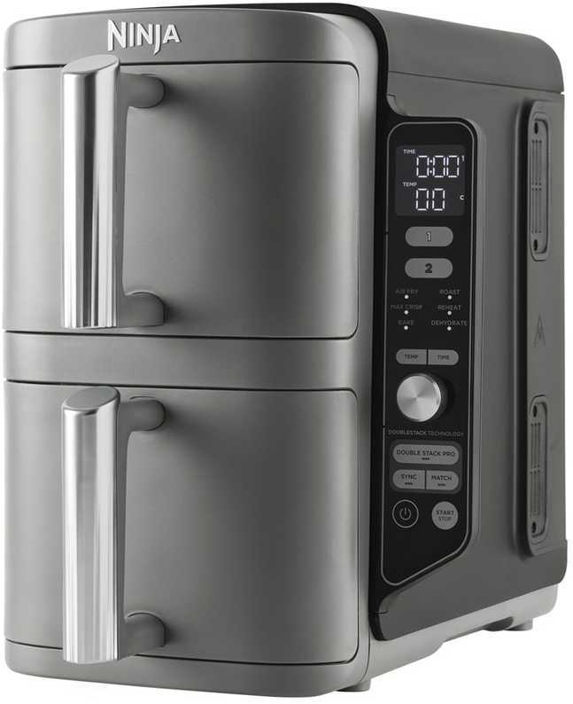 Karšto oro gruzdintuvė Ninja Double Stack XL, 2 lygių, 9,5 l, SL400EU, Tamsiai pilka