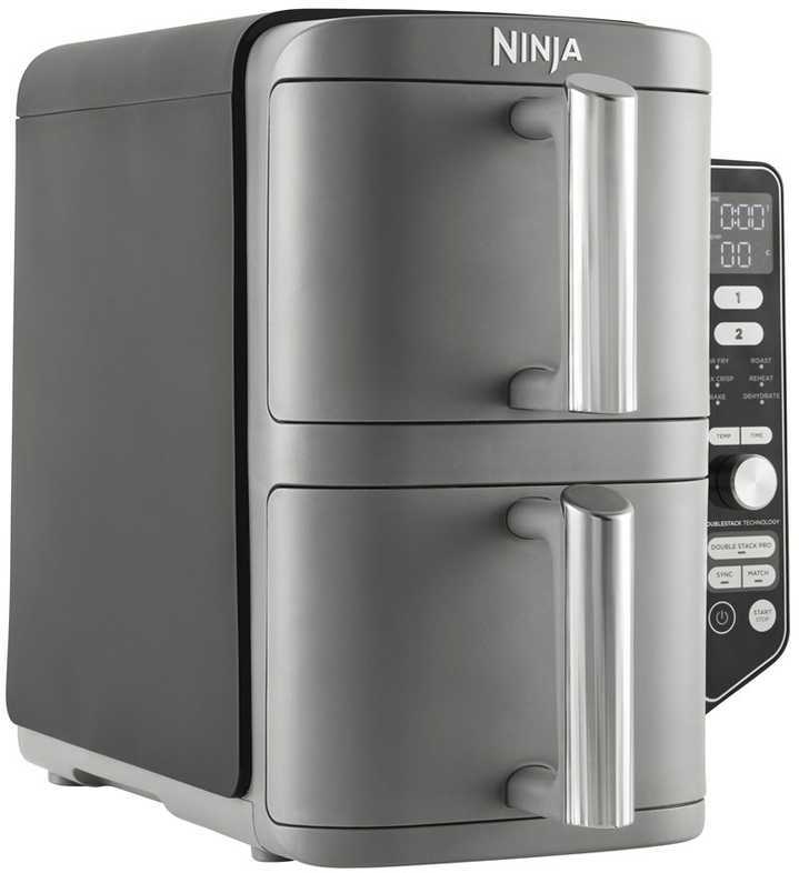 Karšto oro gruzdintuvė Ninja Double Stack XL, 2 lygių, 9,5 l, SL400EU, Tamsiai pilka