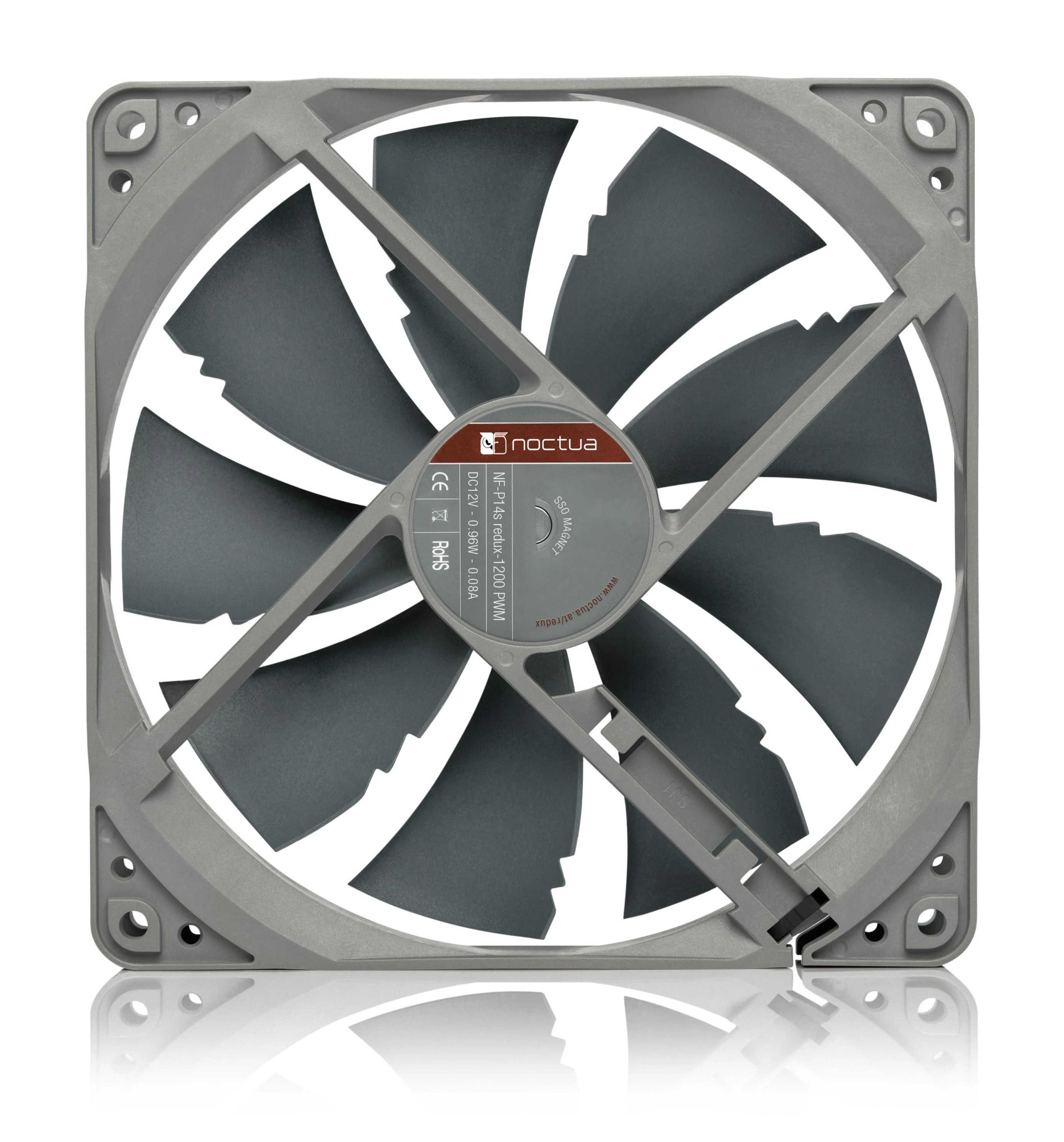 Noctua NF-P14S REDUX-1200 PWM computer cooling system Kompiuterio dėklas Fan 14 cm Pilkas