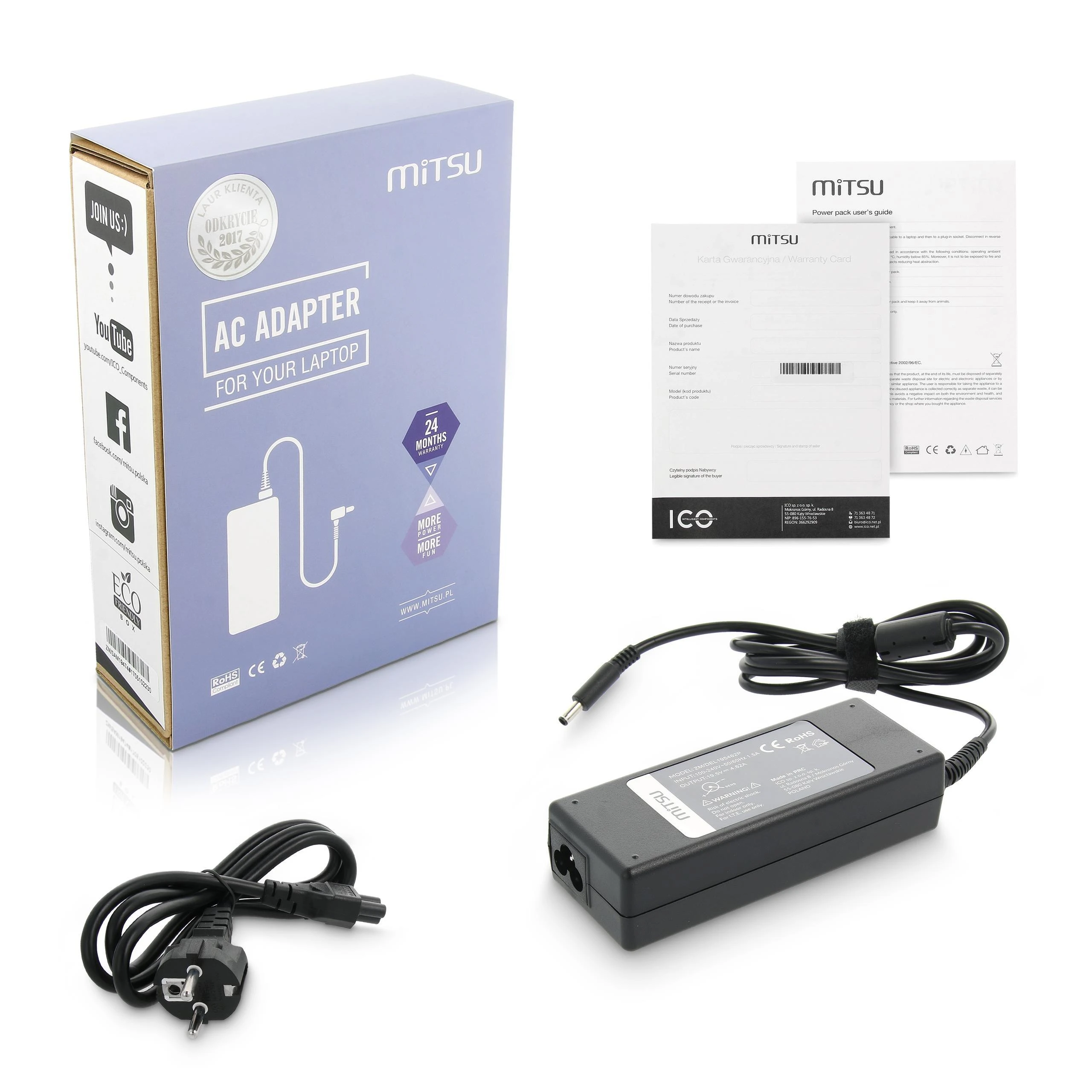 Mitsu Dell 90W įkroviklio pilnas komplektas