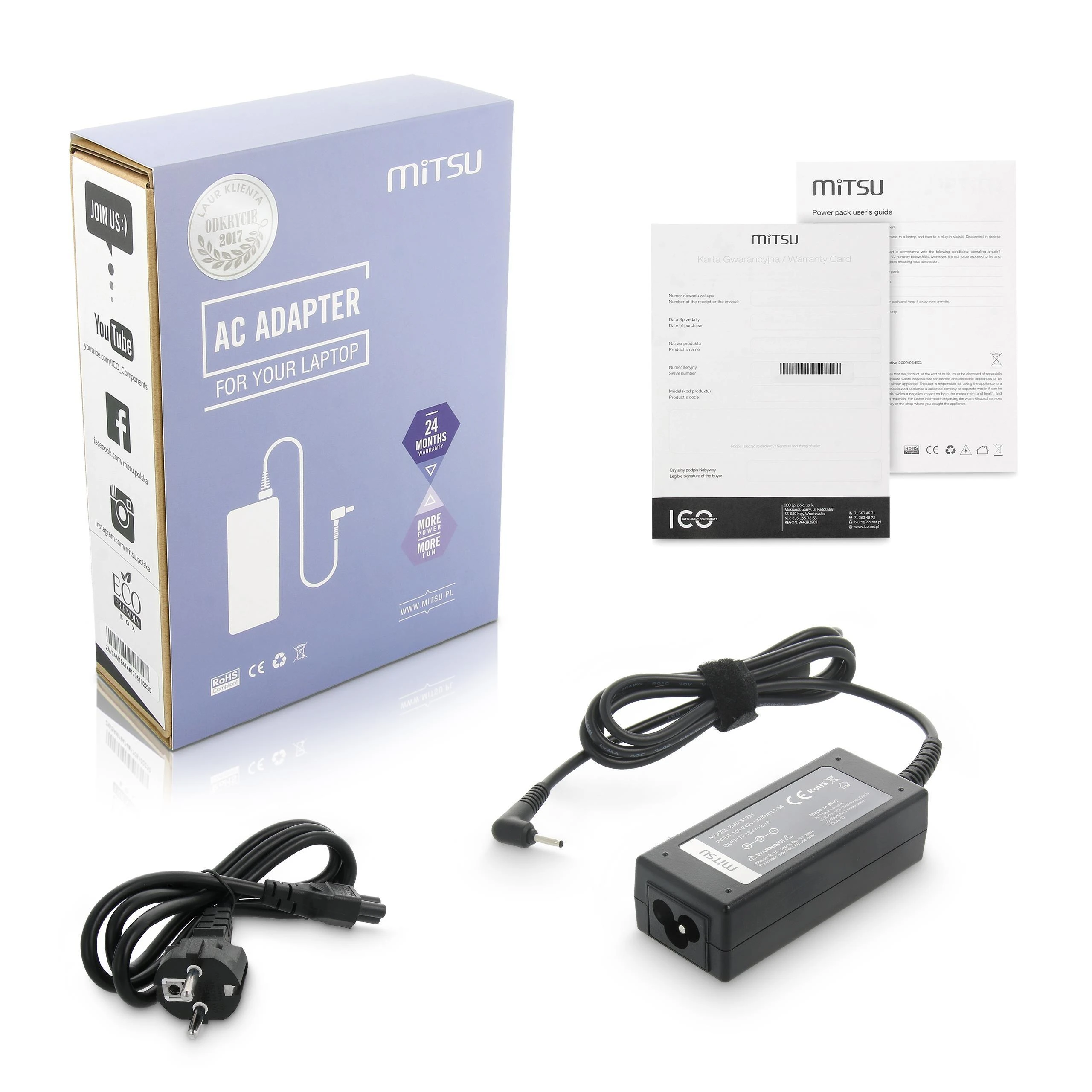 Mitsu Maitinimo Adapteris - ASUS 65W 19V 3.42A Įkroviklis