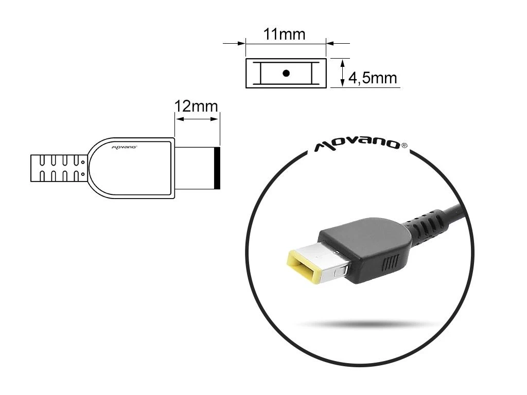 Mitsu įkroviklis / maitinimo adapteris 20v 3,25a (stačiakampis 11,0x4,5 kontaktų – joga) - lenovo 65W