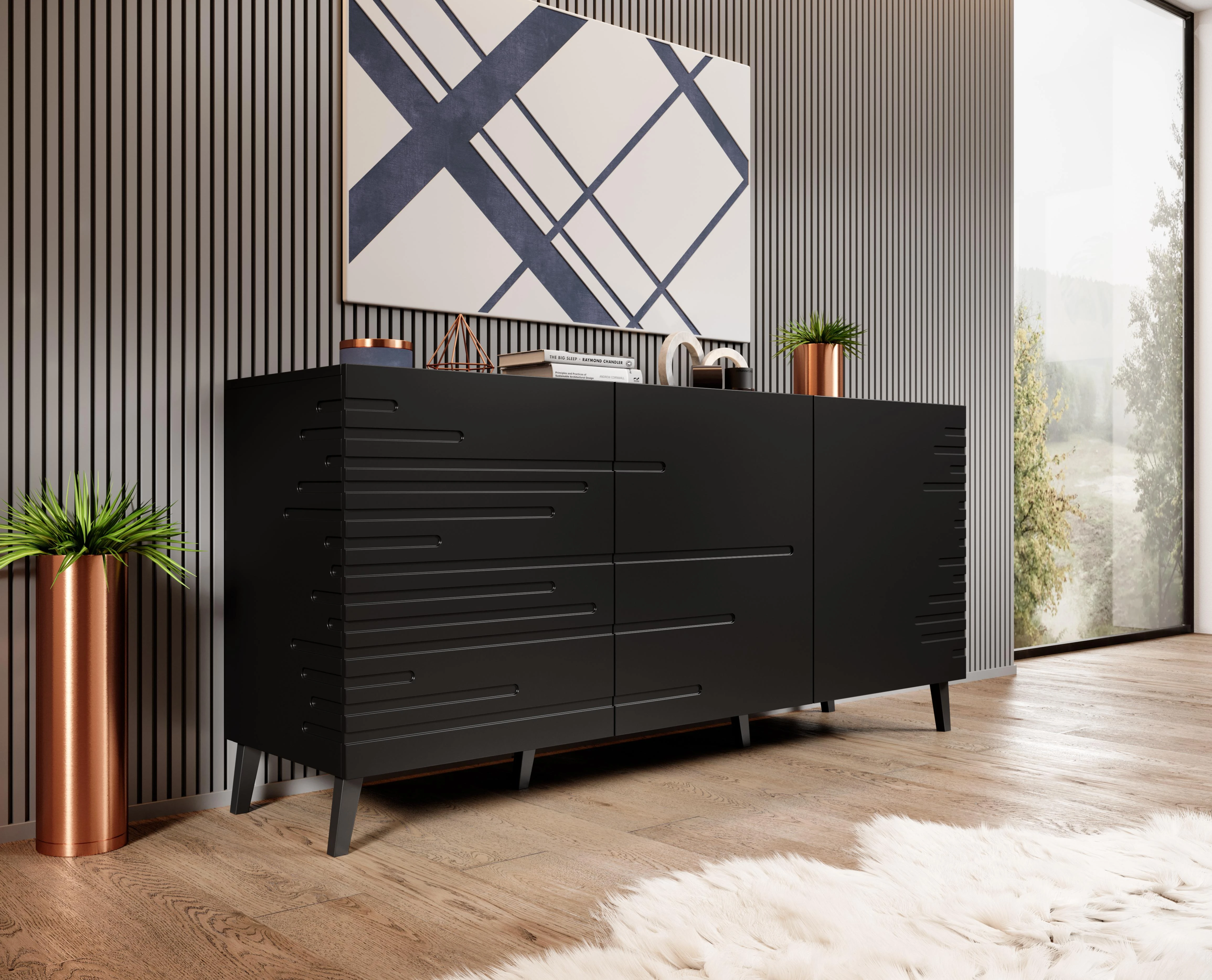 Cama Meble Komoda - Nova 155x40x72 Juoda Matinė