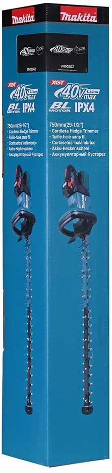 Makita UH005GZ Cordless hedge trimmer, 40Vmax XGT, BL-motor, 750mm, 23,5mm, be akumuliatoriaus ir kroviklio