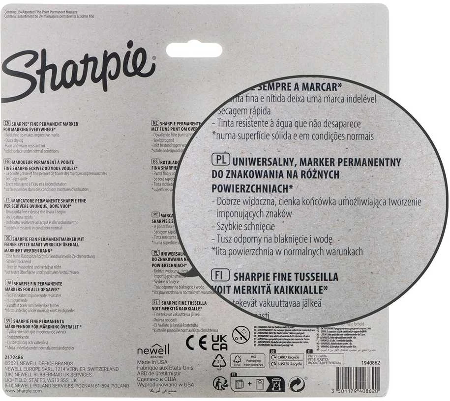 Markerių rinkinys Sharpie Fine Electro Pop 24 spalvos - 1940862