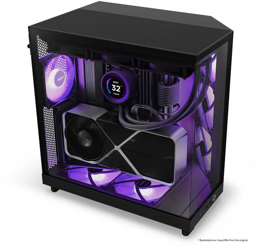 NZXT H6 Air Flow Boîtier PC Midi Tower Noir | Optimisé Flux D'Air, Support 9 Ventilos | Panneaux Amovibles Sans Outil