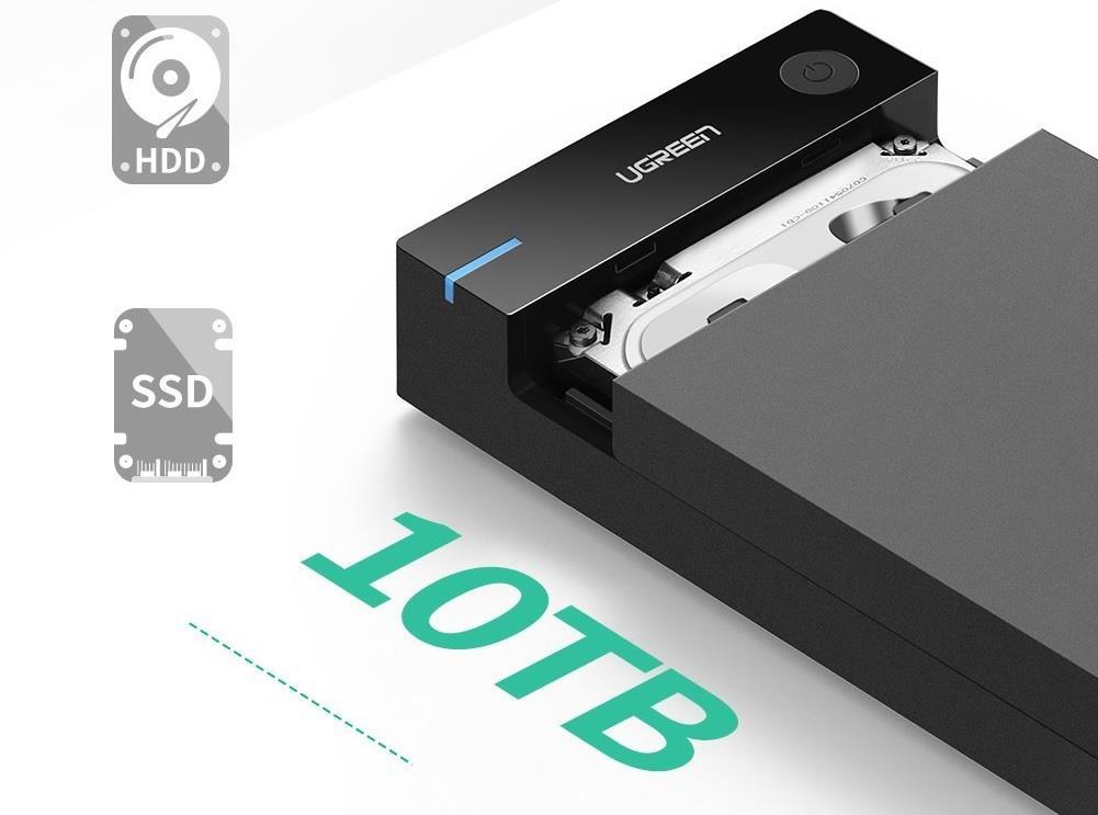 UGREEN nešiojamas išorinis HDD korpusas 3.5" / 2.5" SATA SSD/HDD, USB 3.0, SATA III, UASP, 5 Gb/s (50422)