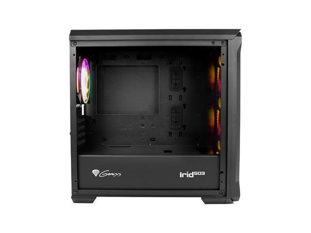 GENESIS IRID 503 ARGB Pc case, Micro tower, 2xUSB 2.0, 2x Jack, 1xUSB 3.0, Juodas | Genesis | IRID 503 ARGB | Juodas | ATX