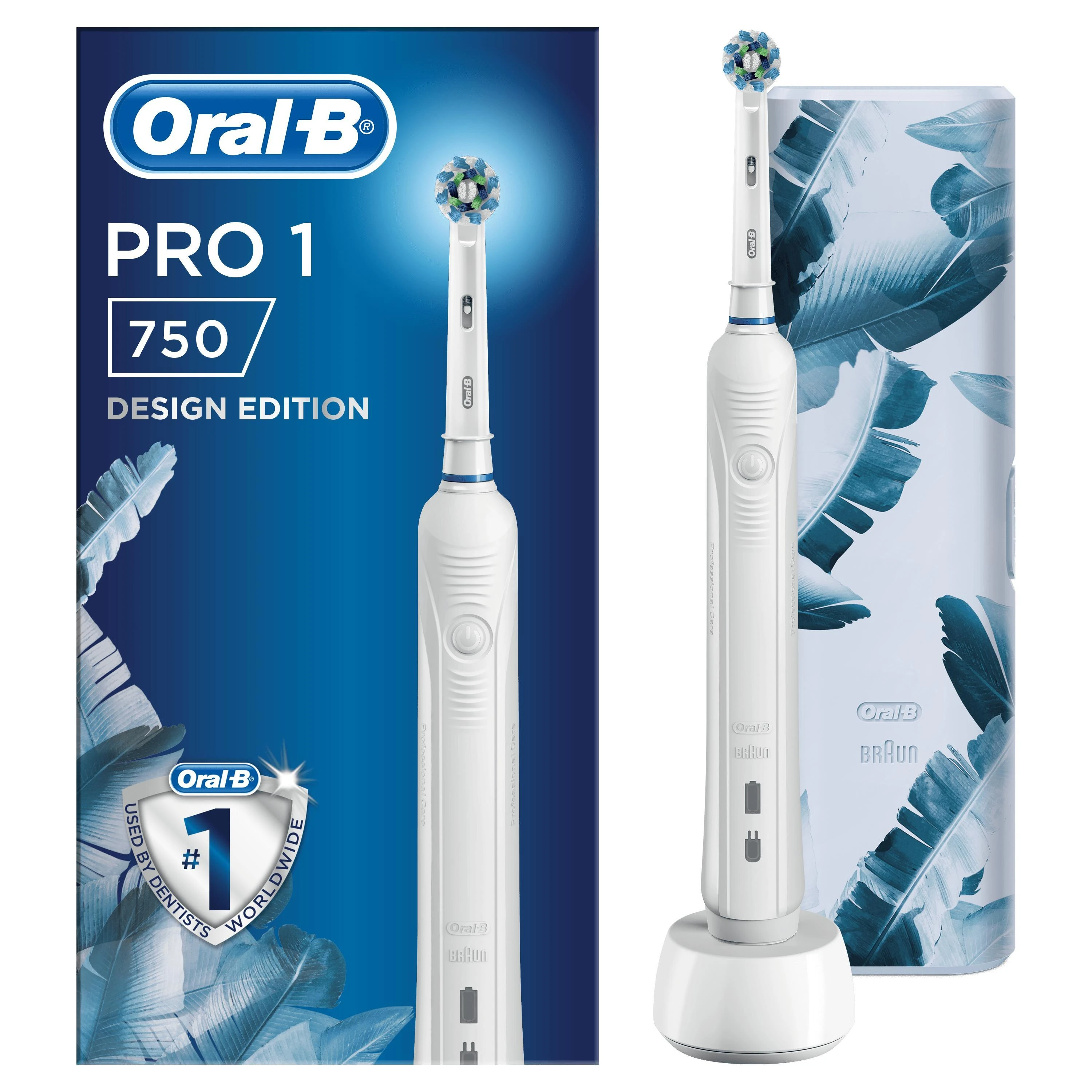Dantų šepetėlis Šepetėlis Oral-B Pro 1 750 CrossAction Baltas + Dėklas Baltas