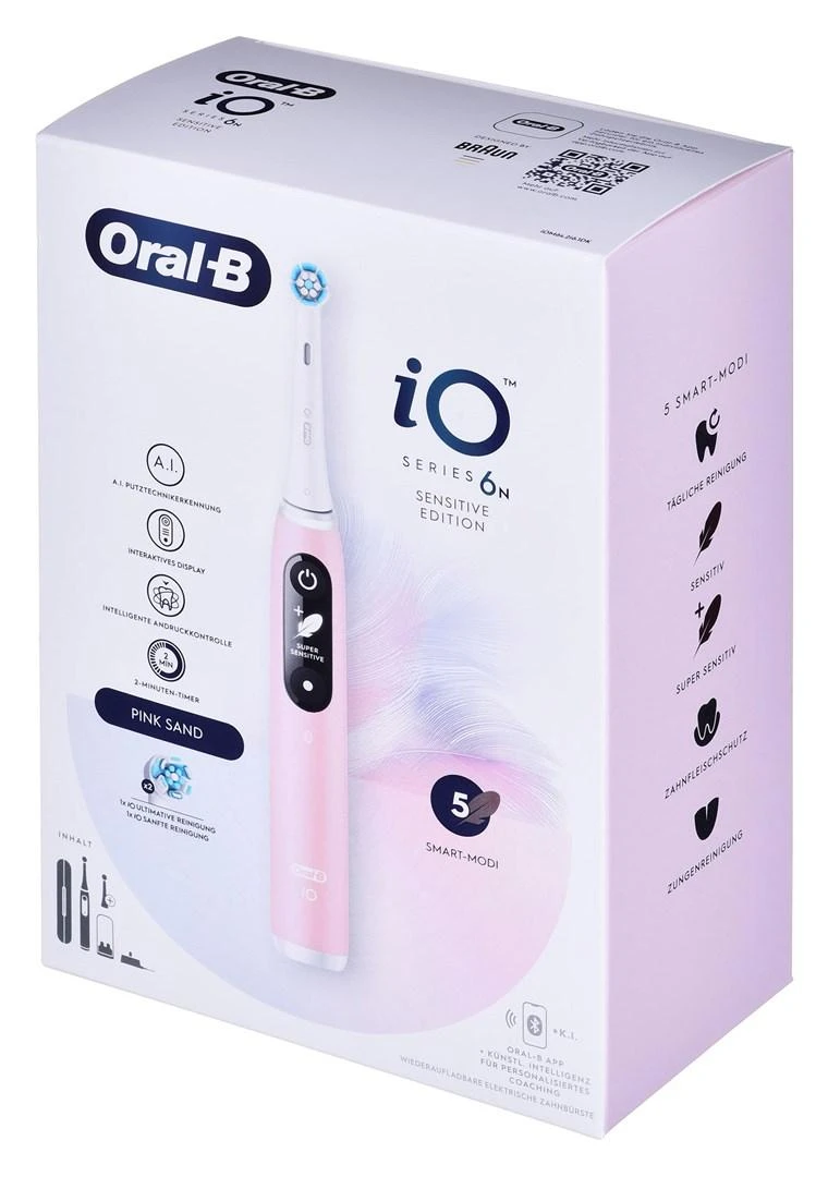 Oral-B Dantų šepetėlis + Travel Case | iO6 | Įkraunamas | Suaugusiems | Šepetėlių skaičius galvutės įeina 1 | Number of teeth brushing modes 5 | Rožinė