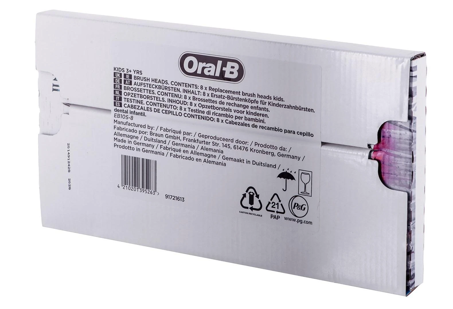 Braun „Oral B“ vaikams užšaldytos pakaitinės dantų šepetėlio galvutės, 8 vnt.