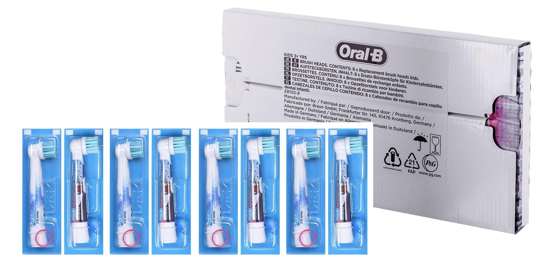 Braun „Oral B“ vaikams užšaldytos pakaitinės dantų šepetėlio galvutės, 8 vnt.