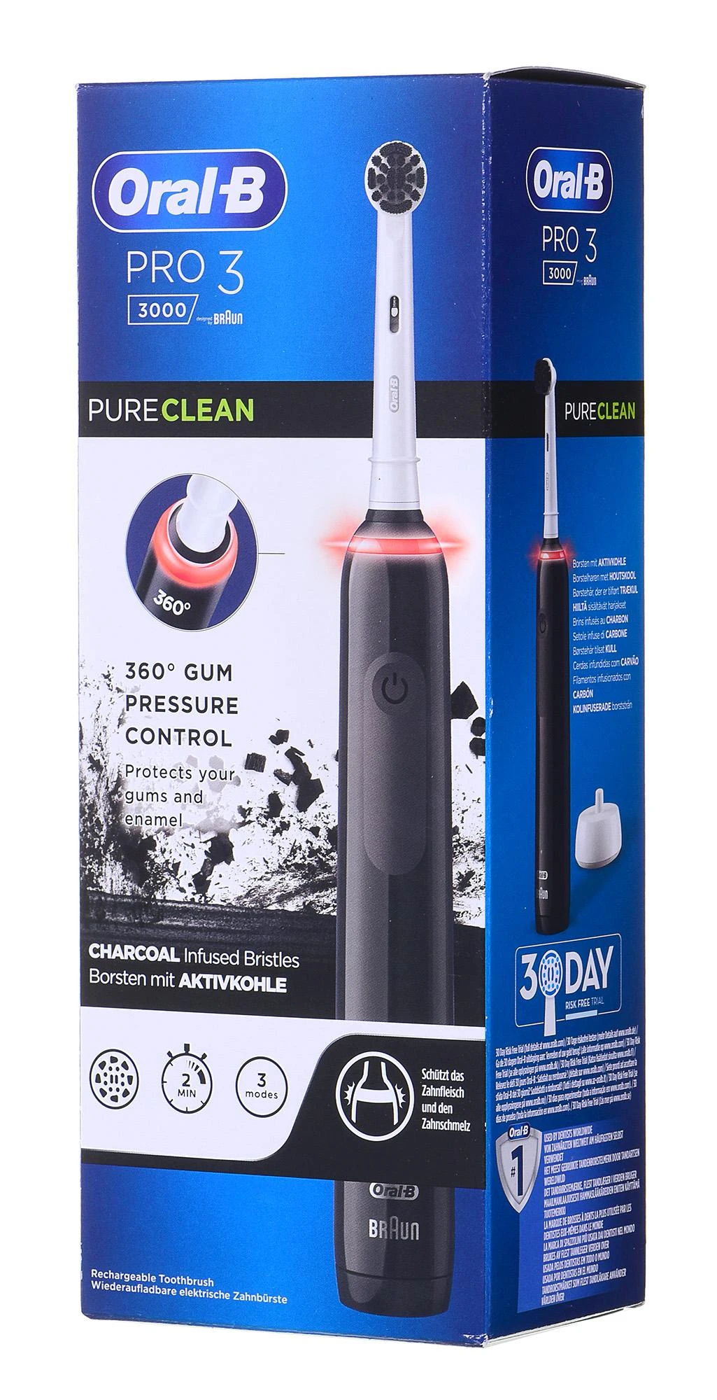 Elektrinis dantų šepetėlis Oral-B Pro 3 3000 Pure Clean, juodas