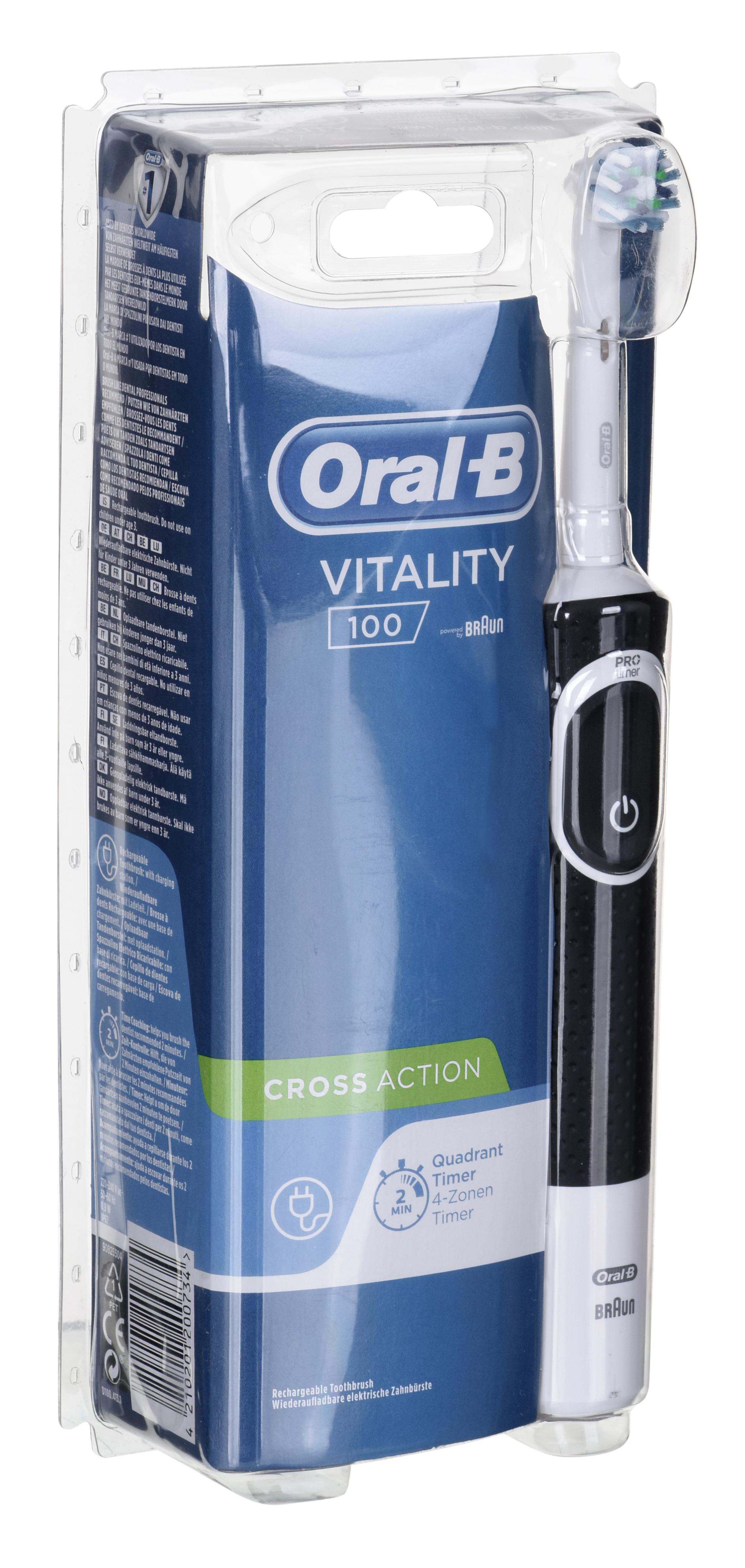 Braun Oral-B Vitality 80312499 elektrinis dantų šepetėlis Suaugusiems Besisukantis vibruojantis dantų šepetėlis Juoda, Balta