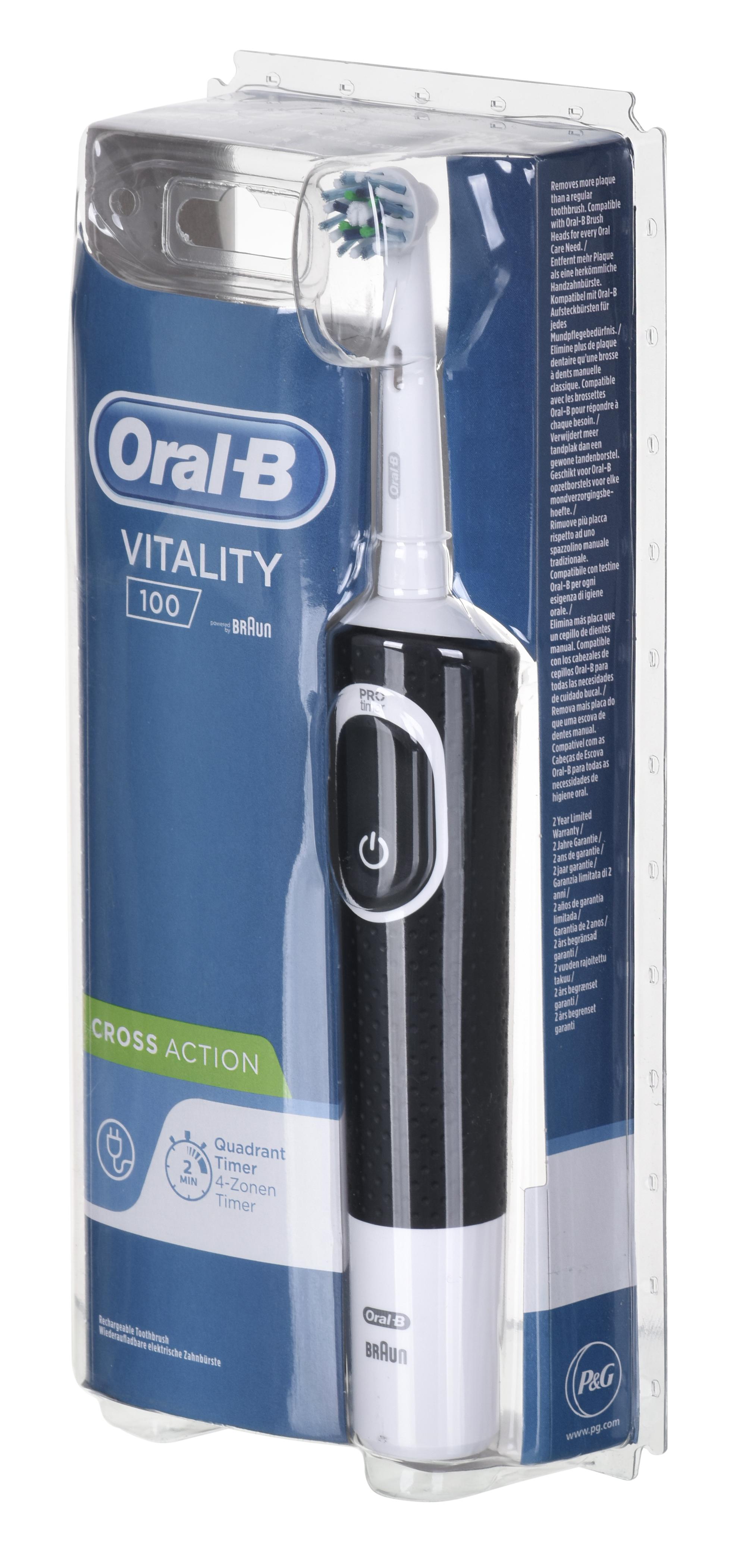 Braun Oral-B Vitality 80312499 elektrinis dantų šepetėlis Suaugusiems Besisukantis vibruojantis dantų šepetėlis Juoda, Balta