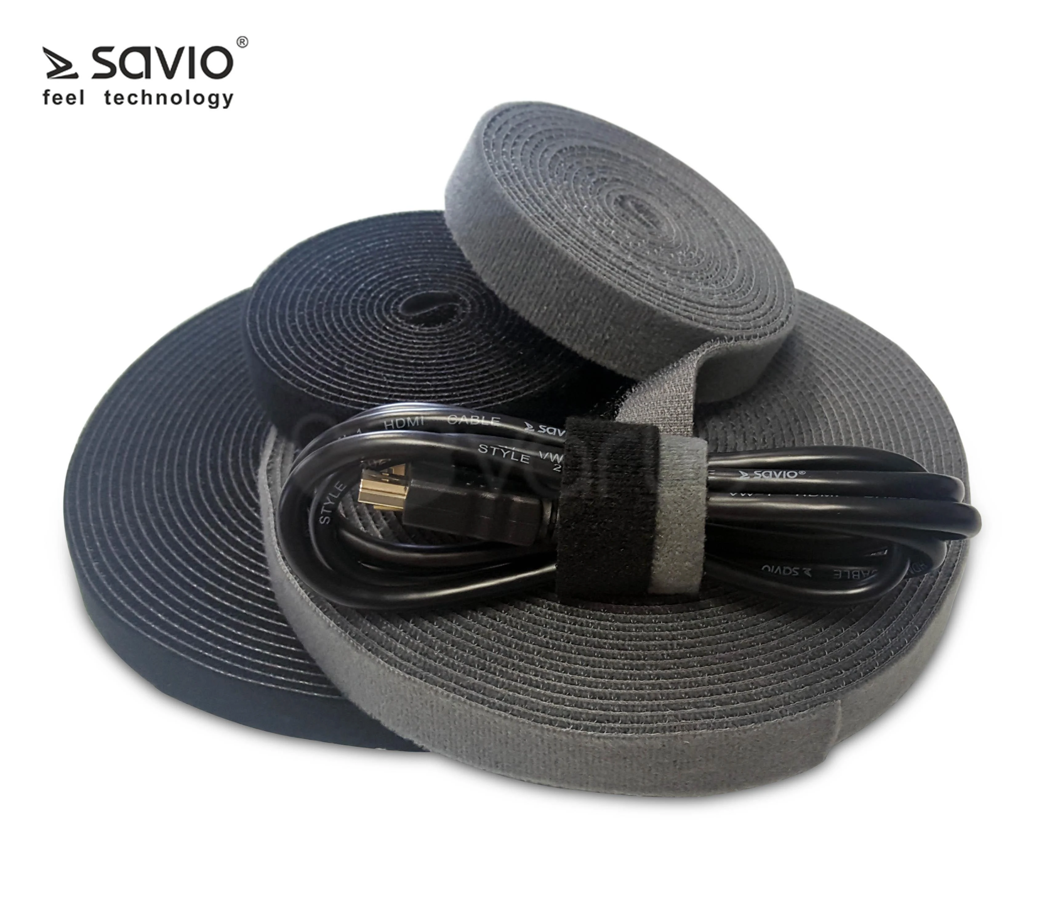 SAVIO Organizer for cables, Tape, Velcro, Juodas, 10m OC-01/B 1 pc