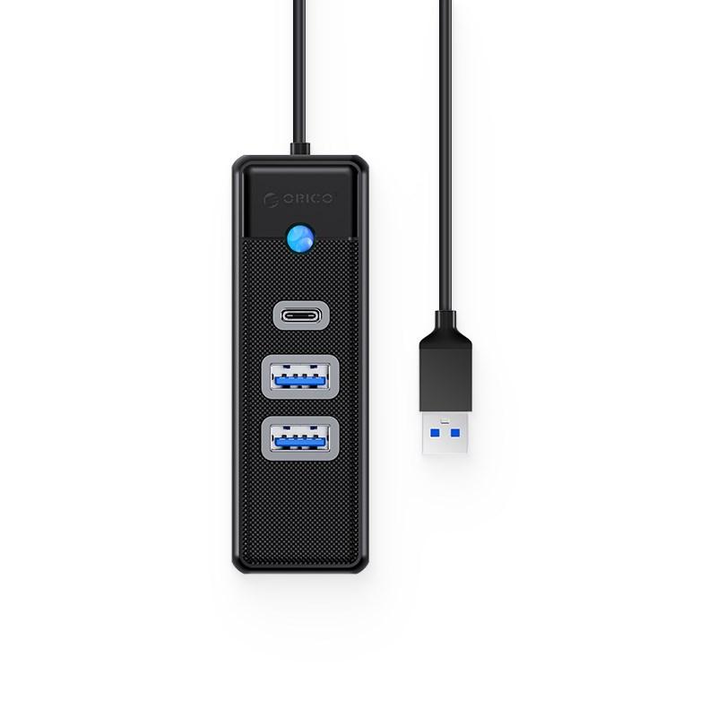 Orico Hub adapteris USB prie 2x USB 3.0 + USB-C, 5 Gbps, 0.15 m (juodas)