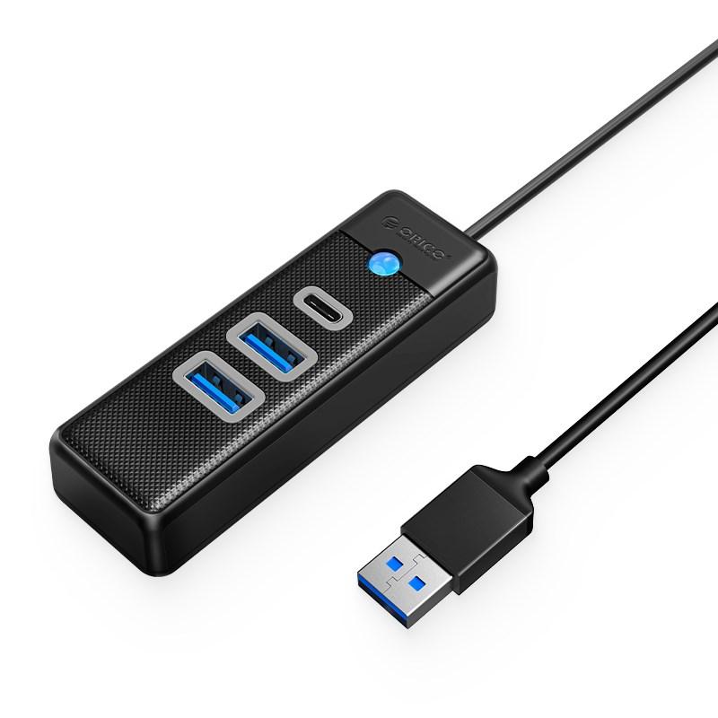 Orico Hub adapteris USB prie 2x USB 3.0 + USB-C, 5 Gbps, 0.15 m (juodas)