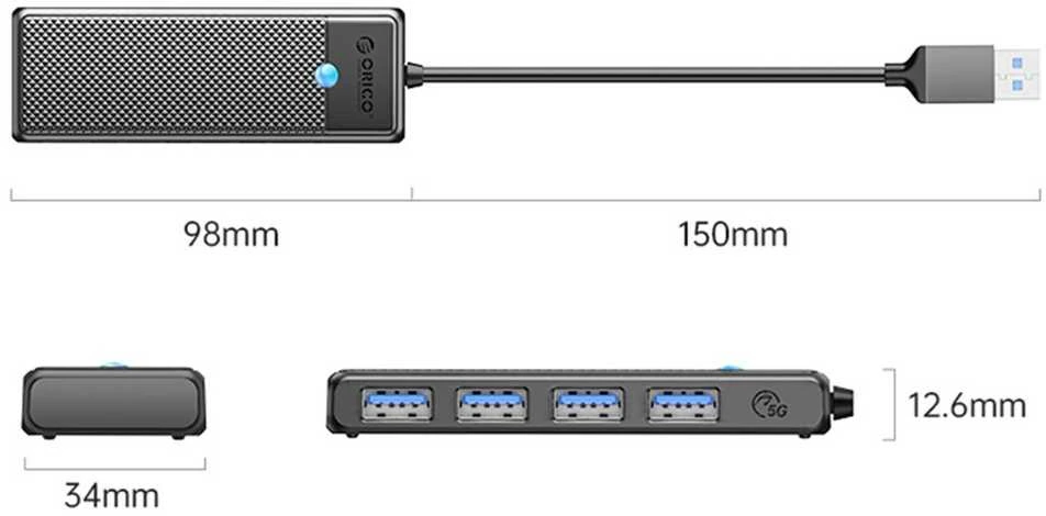 Adapteris Hub 4in1 Orico USB 3.0