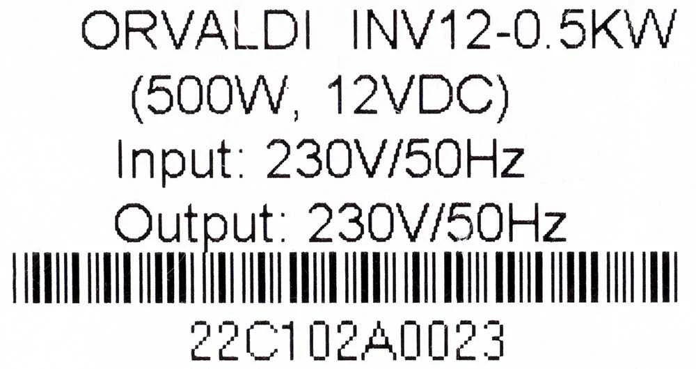 Orvaldi Inverter 12-500W Line-Interactive 0,5 kVA