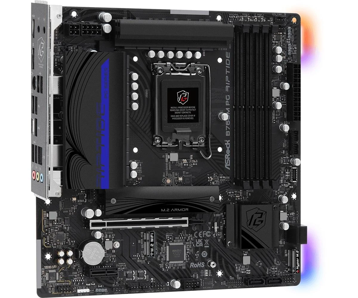Pagrindinė plokštė ASROCK Intel B760 Express/LGA1700/Micro-ATX/Memory DDR5/Atminties lizdai 4/1xPCI-Express 4.0 1x/1xPCI-Express 4.0 16x/2xM.2/1xHDMI/1xDisplayPort/4xUSB 2.0/3xUSB 3.2/1xUSB-C/1xPS/2/1xRJ45/3xAudio port
