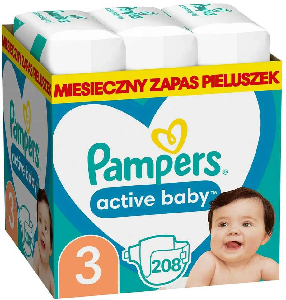 Sauskelnės Pampers Active Baby 3 dydis, 6-10kg, 208 vnt.