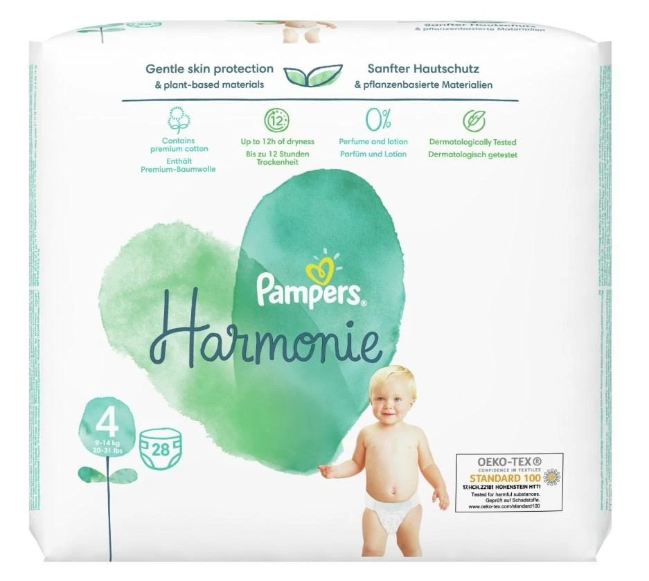 Pampers Harmonie, 4 Dydis, 28 Sauskelnės, 9-14kg