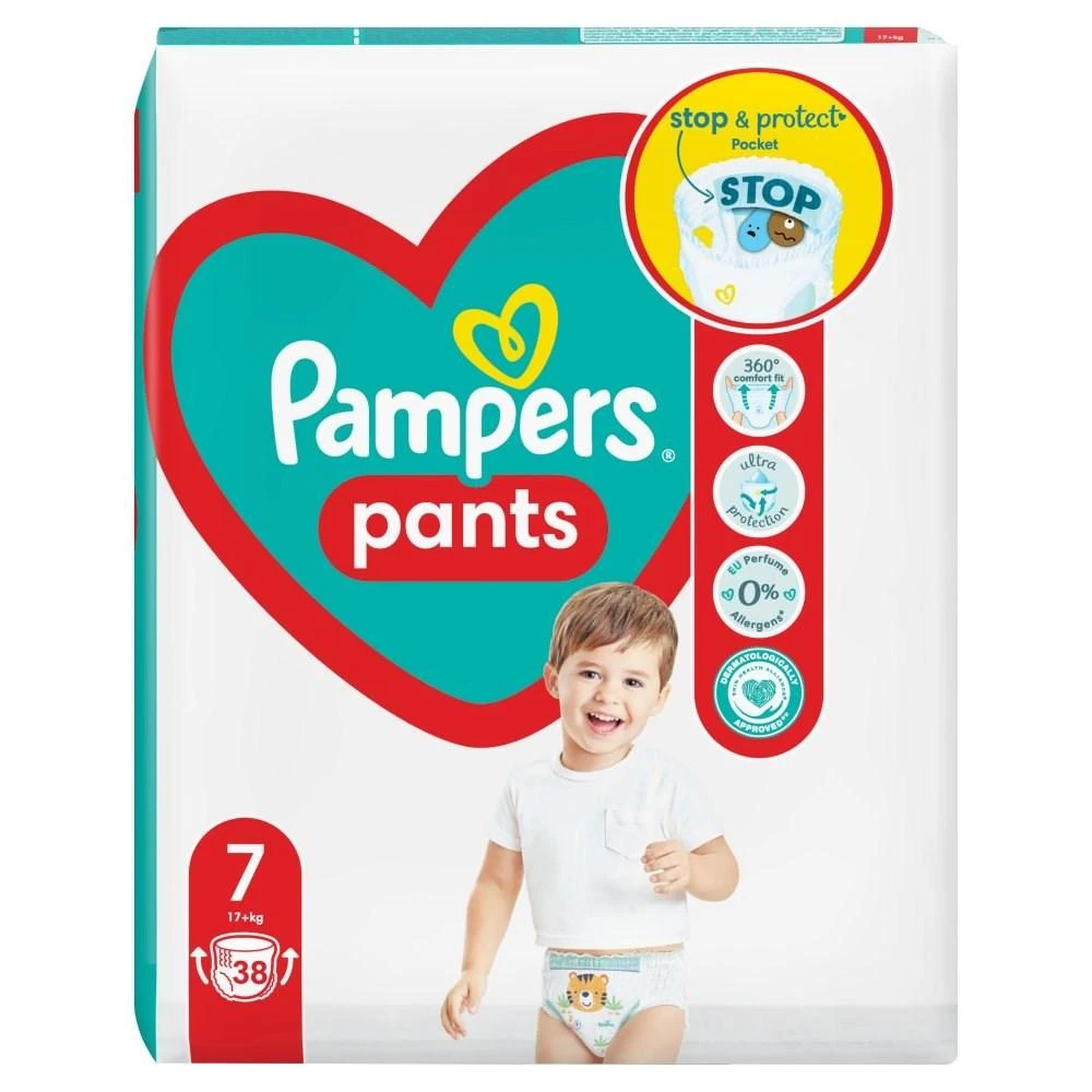 Pampers Active Baby Pants Sauskelnės-Kelnaitės, 7 Dydis, 38 Sauskelnės