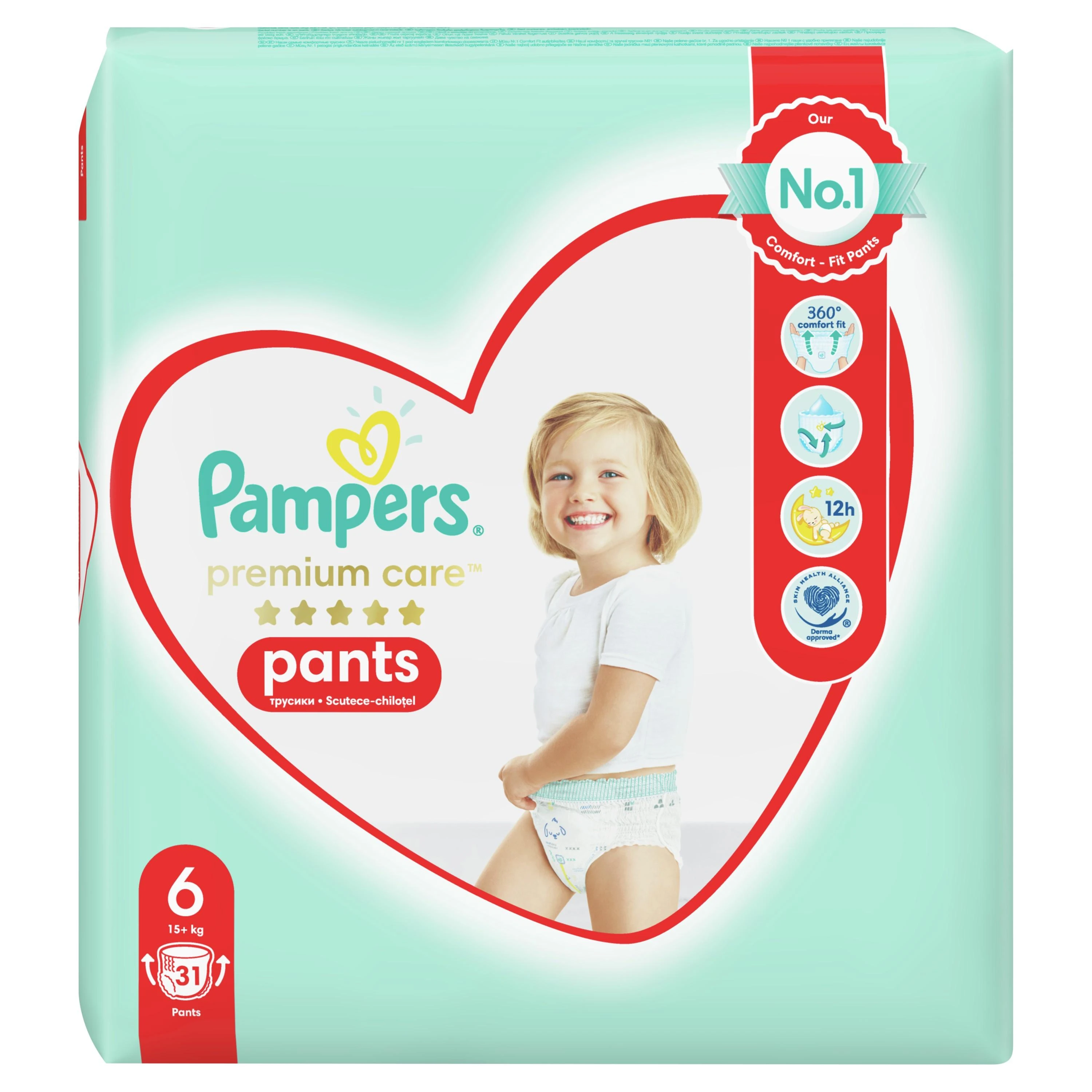 Sauskelnės-kelnaitės Pampers Premium Pants Value Pack, 6 dydis, 31 vnt. aprašymas - Prekės nuotrauka