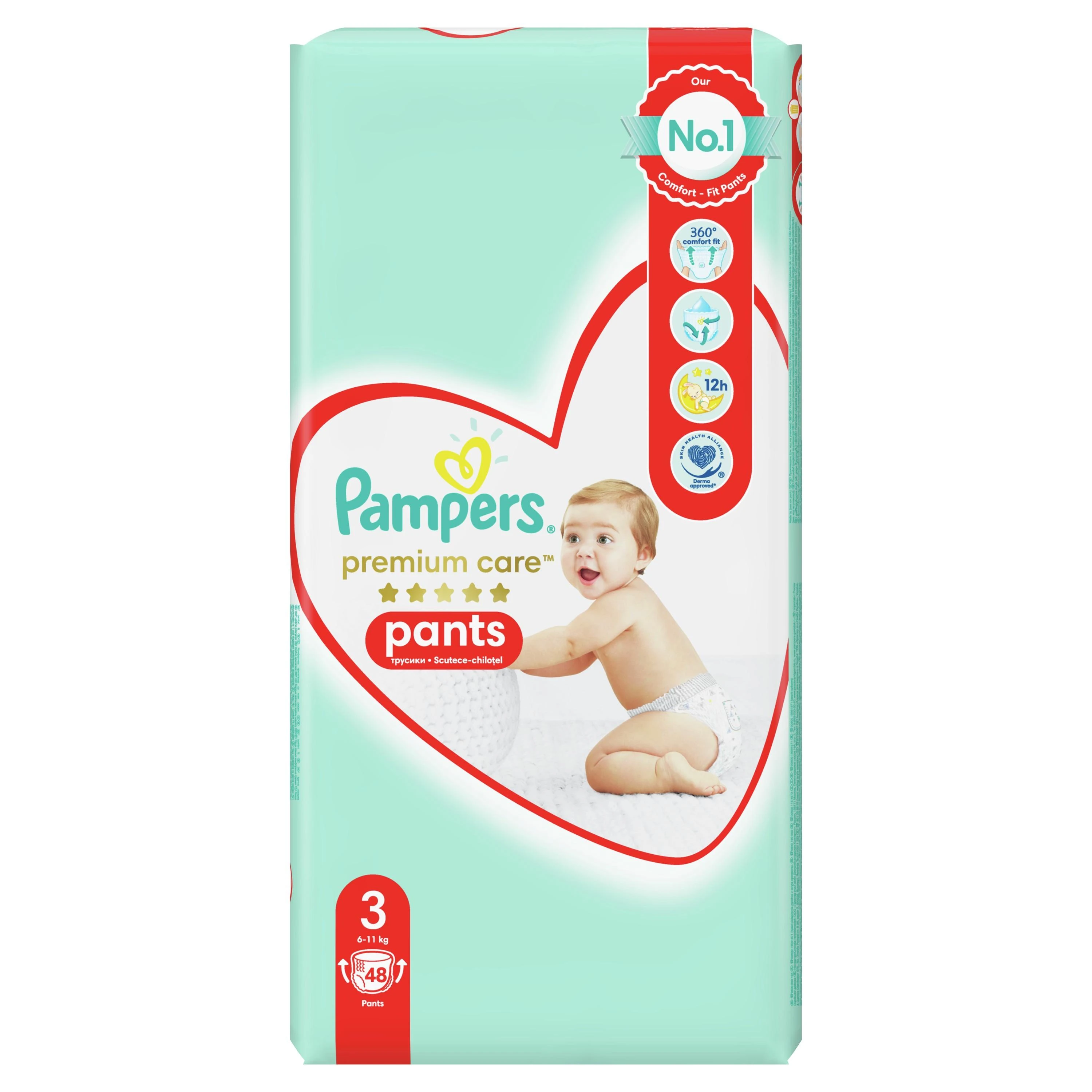 Sauskelnės-kelnaitės PAMPERS Premium Pants, Value Pack, 3 dydis, 48 vnt.