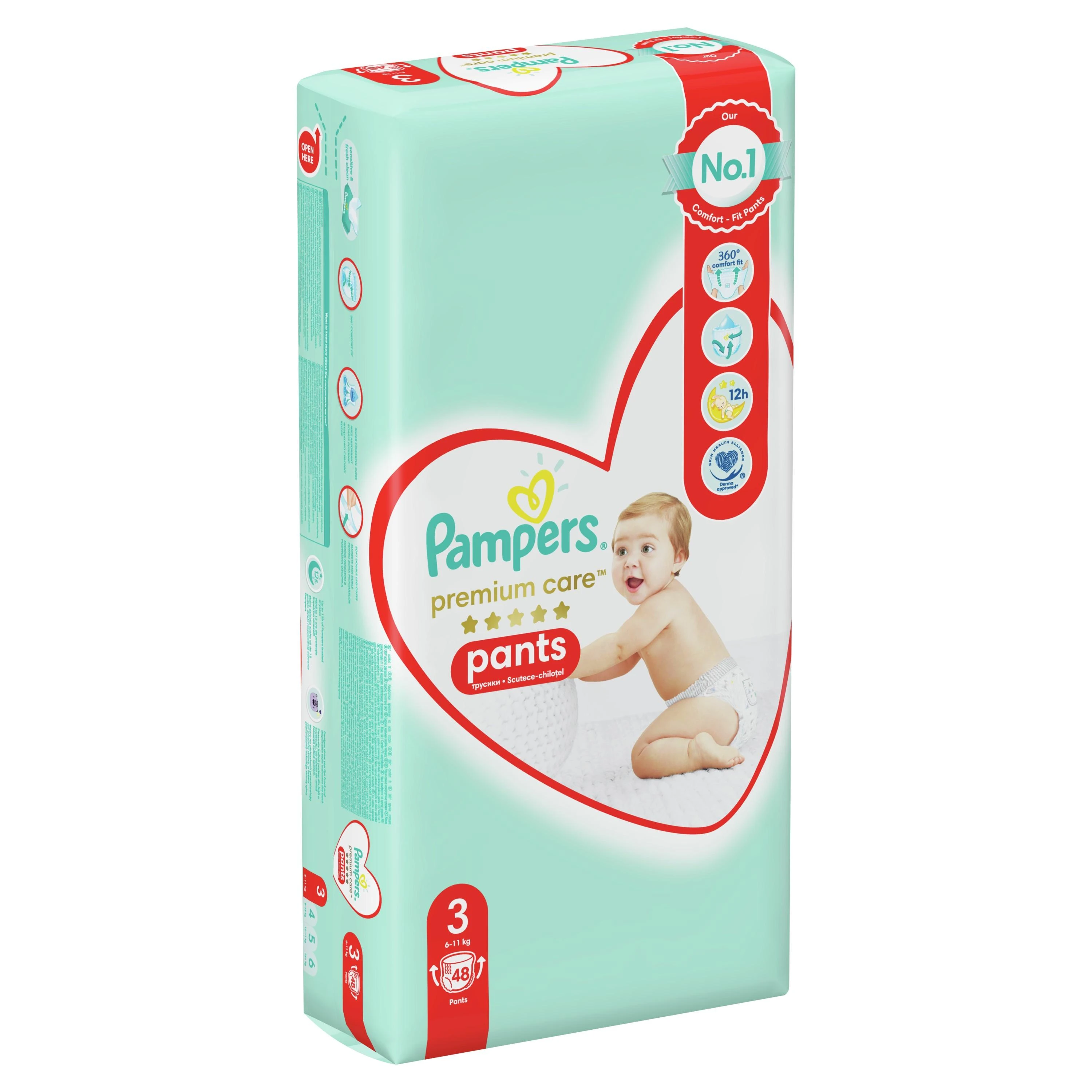 Sauskelnės-kelnaitės PAMPERS Premium Pants, Value Pack, 3 dydis, 48 vnt.