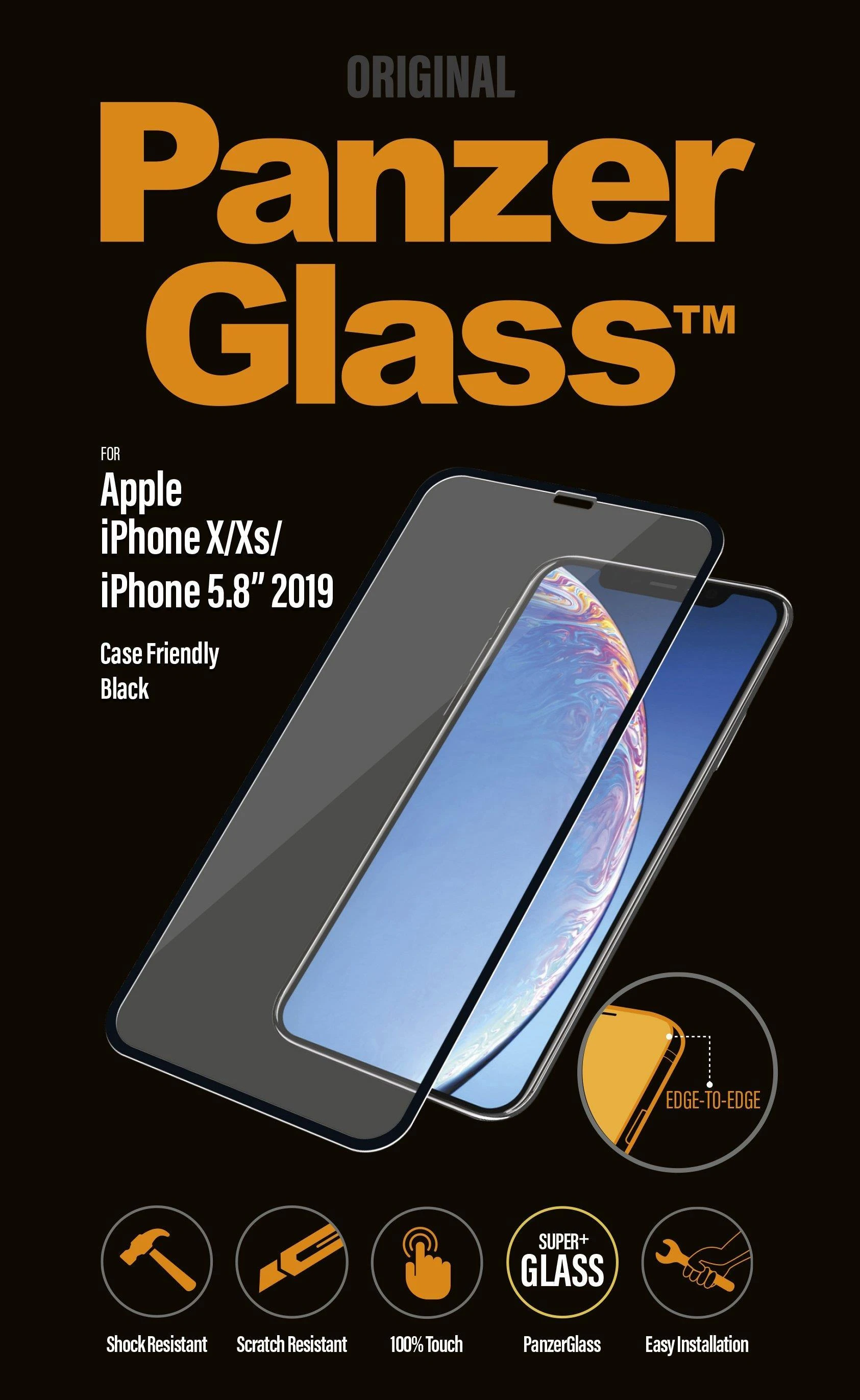 Panzer Glass Ekrano apsauginė plėvelė PREMIUM TEMPERED stiklas 3D pilnas dangtelis skirtas iPhone 11 Pro Casefriendly (Juodas)
