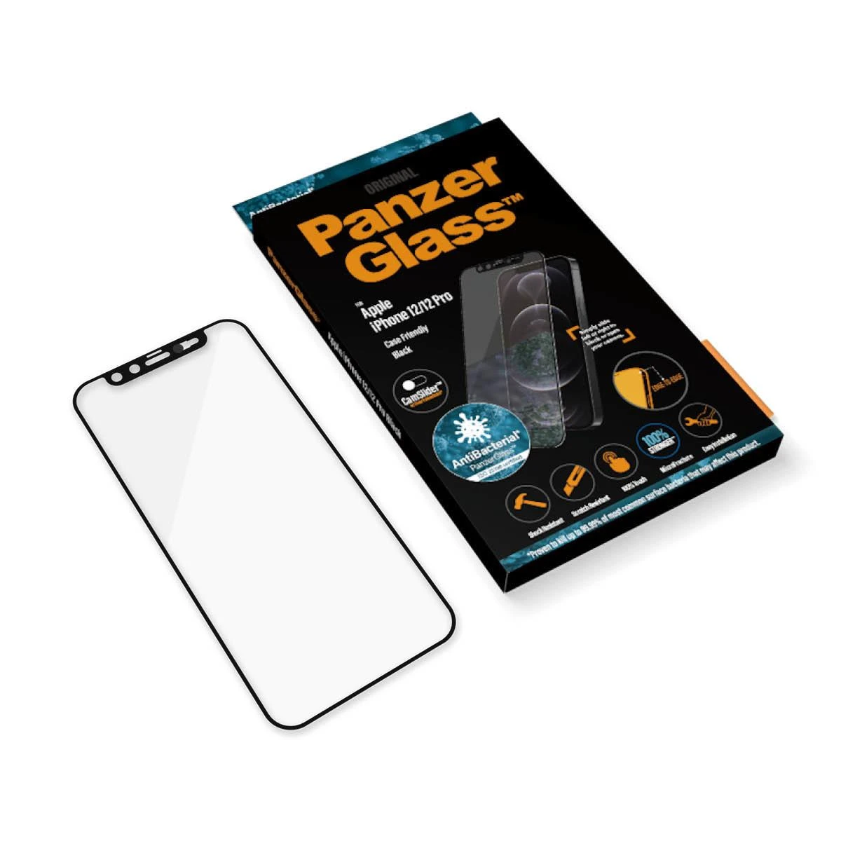 Panzer Glass PanzerGlass | CamSlider AB | Apple | iPhone 12/12 Pro | Grūdintas stiklas | Juodas | Patogus atvejams | Privatumo stiklas