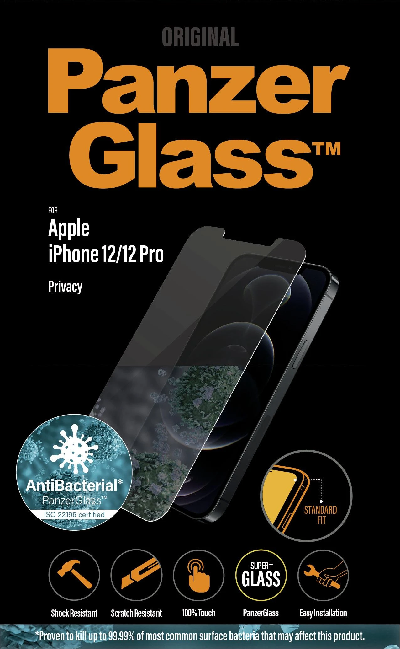 Panzer Glass PanzerGlass | Apple | Skirta iPhone 12/12 Pro | Grūdintas stiklas | Skaidrus | Privatumo stiklas