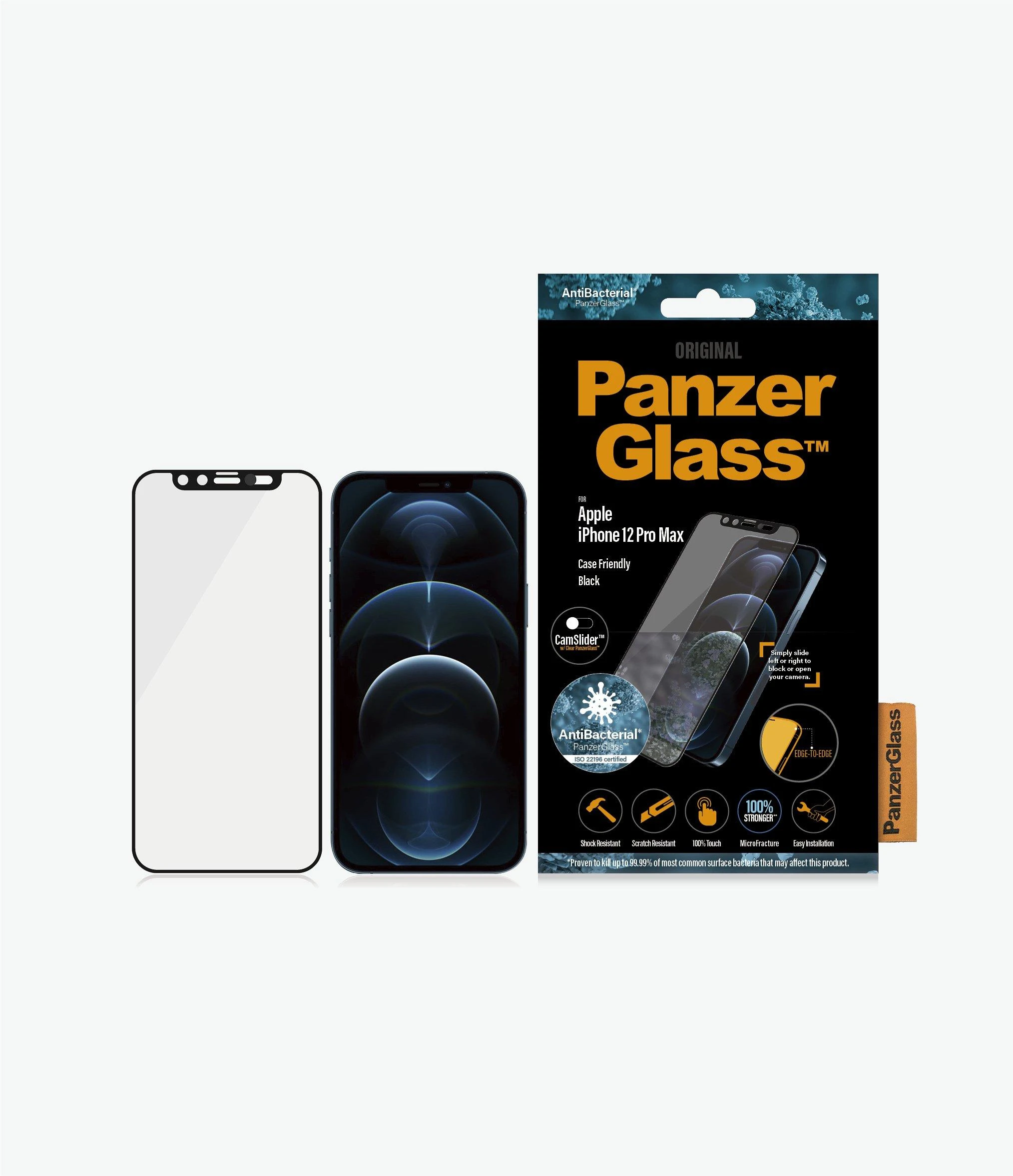 Panzer Glass PanzerGlass Apple, iPhone 12 Pro Max, Grūdintas stiklas, Juodas, Tinka dėklui