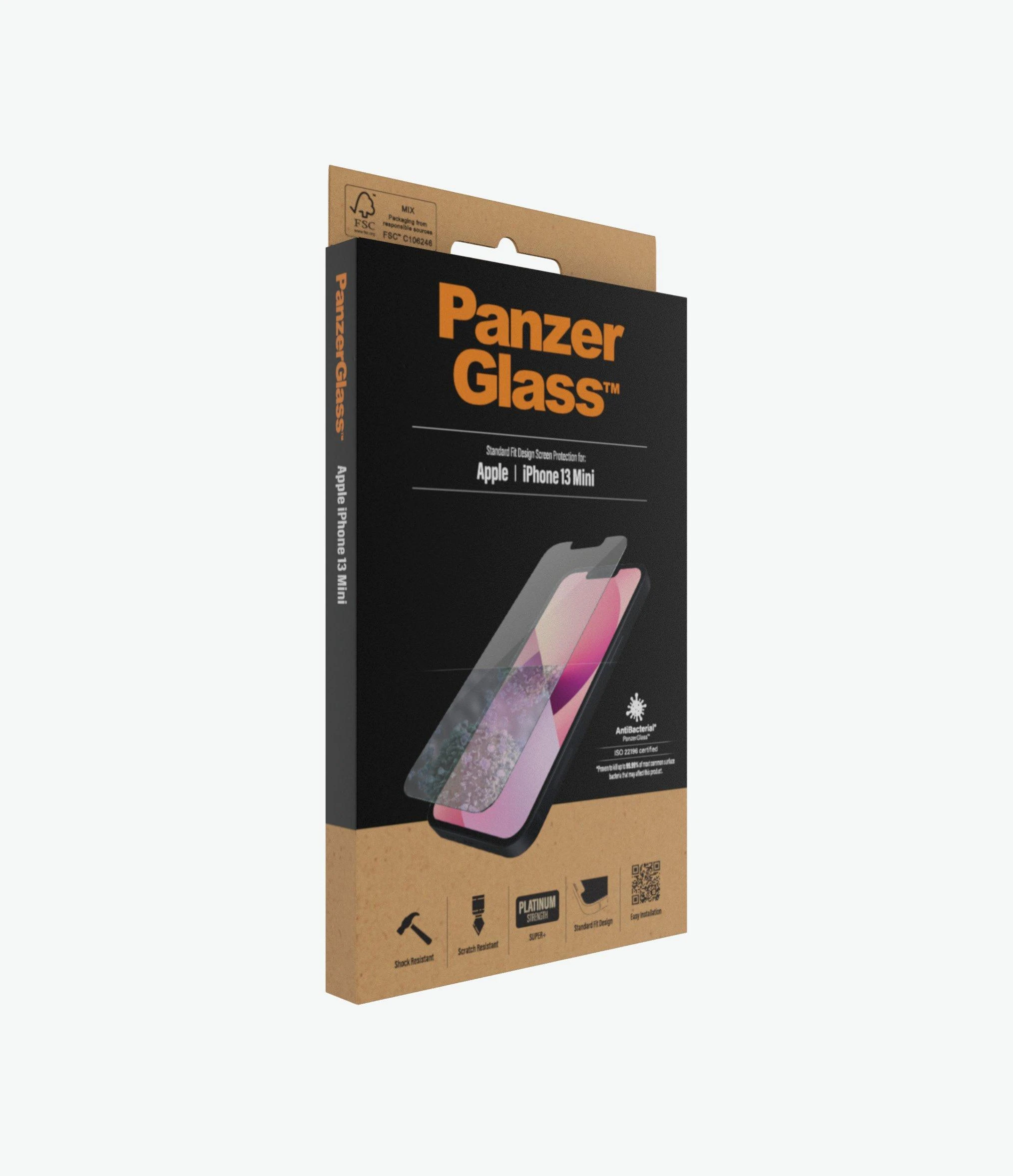 Panzer Glass PanzerGlass | Skaidri ekrano apsauga | Apple | iPhone 13 Mini | Grūdintas stiklas | Antibakterinis stiklas; Atsparus įbrėžimams ir bakterijoms; Amortizatorius; Lengva montuoti