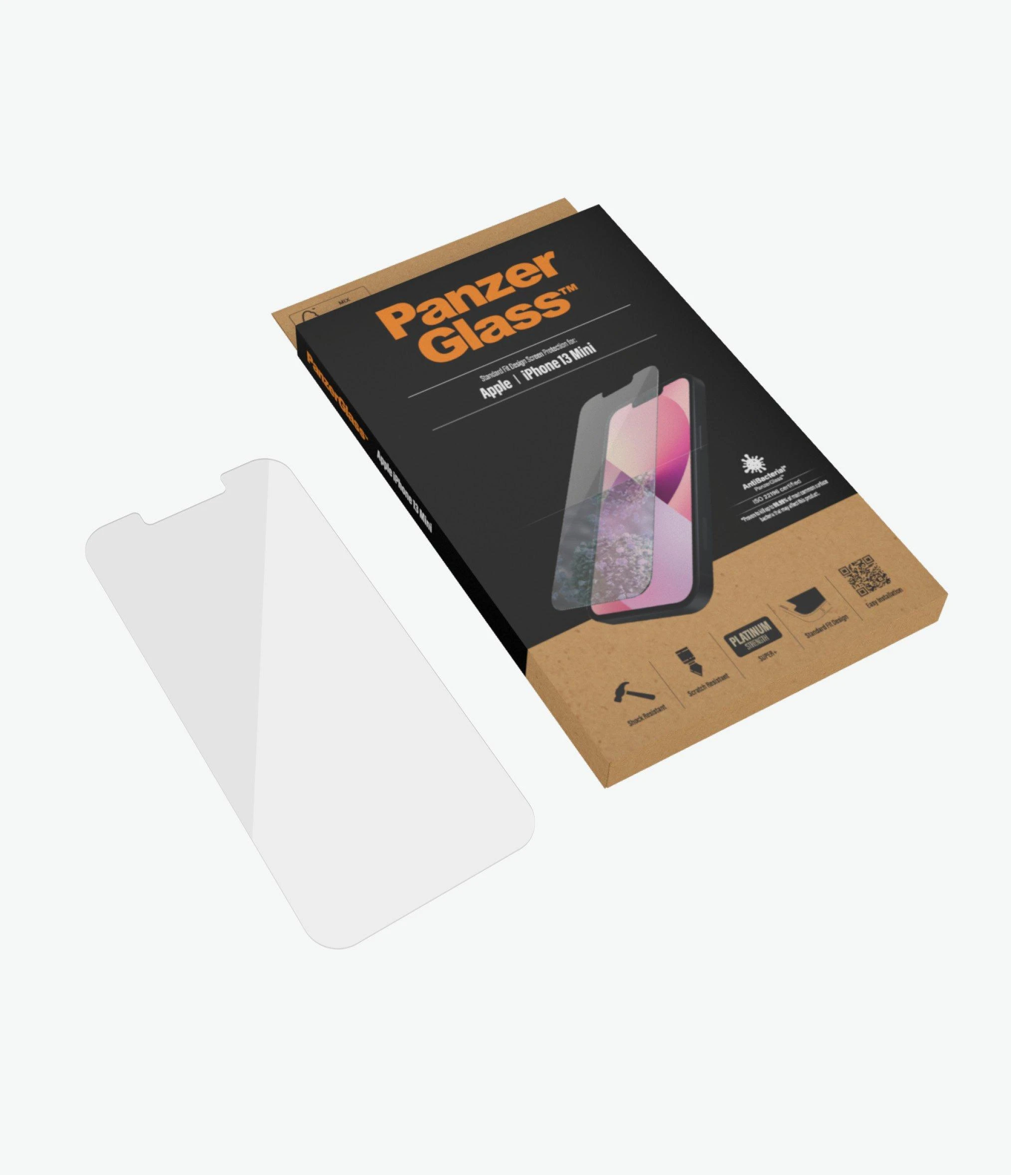 Panzer Glass PanzerGlass | Skaidri ekrano apsauga | Apple | iPhone 13 Mini | Grūdintas stiklas | Antibakterinis stiklas; Atsparus įbrėžimams ir bakterijoms; Amortizatorius; Lengva montuoti