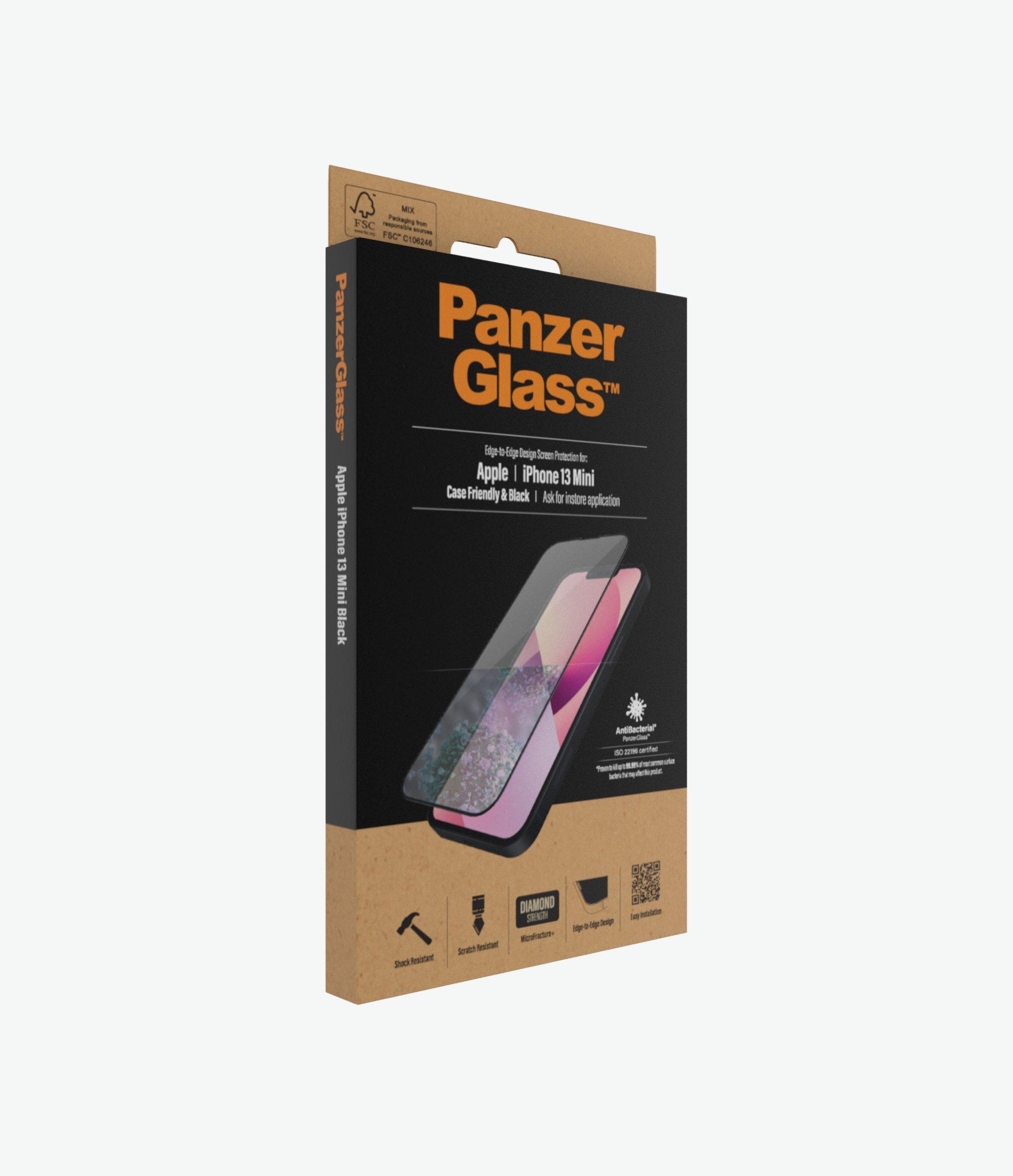 Panzer Glass PanzerGlass | Skaidri ekrano apsauga | Apple | iPhone 13 Mini | Grūdintas stiklas | Juodas | Antibakterinis stiklas; Atsparus įbrėžimams ir bakterijoms; Amortizatorius; Lengva montuoti