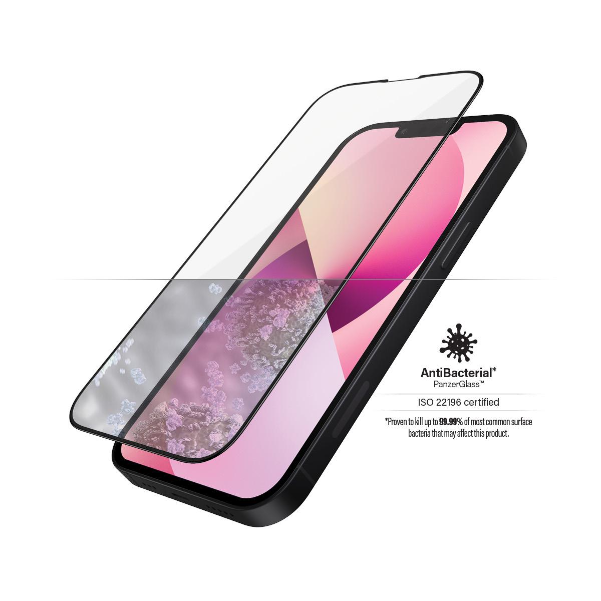 Panzer Glass PanzerGlass | Skaidri ekrano apsauga | Apple | iPhone 13 Mini | Grūdintas stiklas | Juodas | Antibakterinis stiklas; Atsparus įbrėžimams ir bakterijoms; Amortizatorius; Lengva montuoti