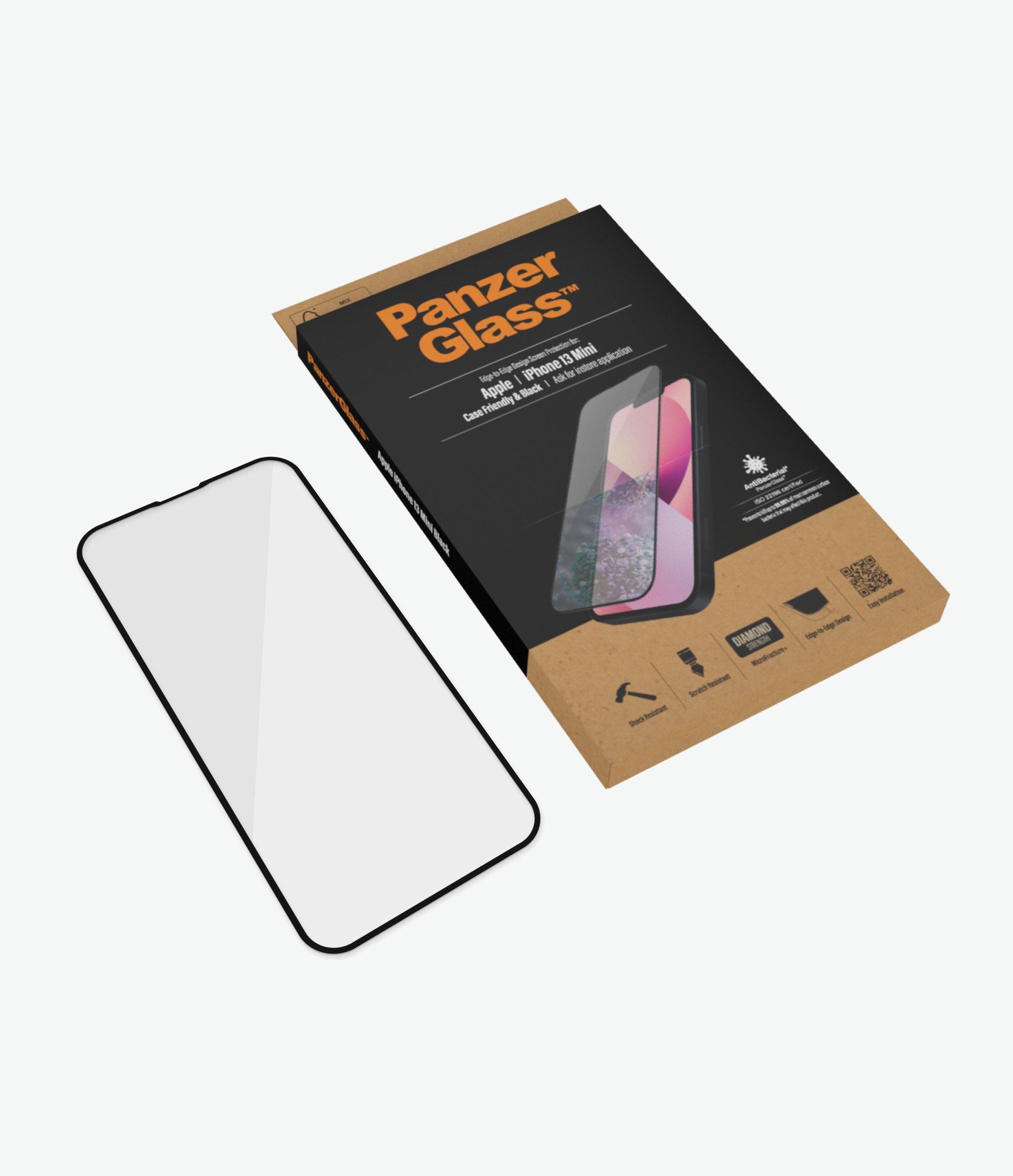 Panzer Glass PanzerGlass | Skaidri ekrano apsauga | Apple | iPhone 13 Mini | Grūdintas stiklas | Juodas | Antibakterinis stiklas; Atsparus įbrėžimams ir bakterijoms; Amortizatorius; Lengva montuoti