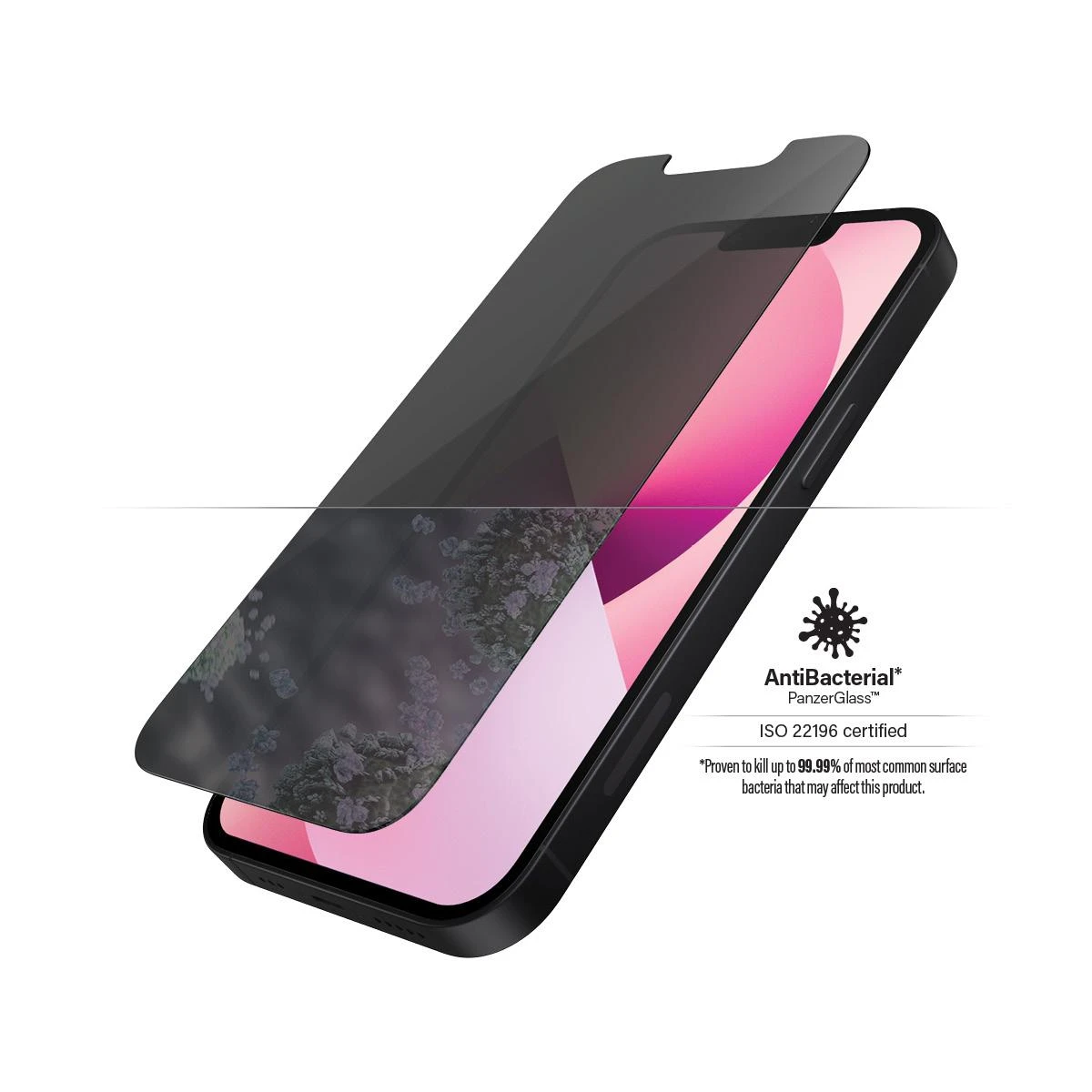 Panzer Glass PanzerGlass | Apple | iPhone 13 Mini | Grūdintas stiklas | Juodas | Švarus; Atsparus įbrėžimams ir bakterijoms; Amortizatorius; Lengva montuoti | Privatumo ekrano apsauga