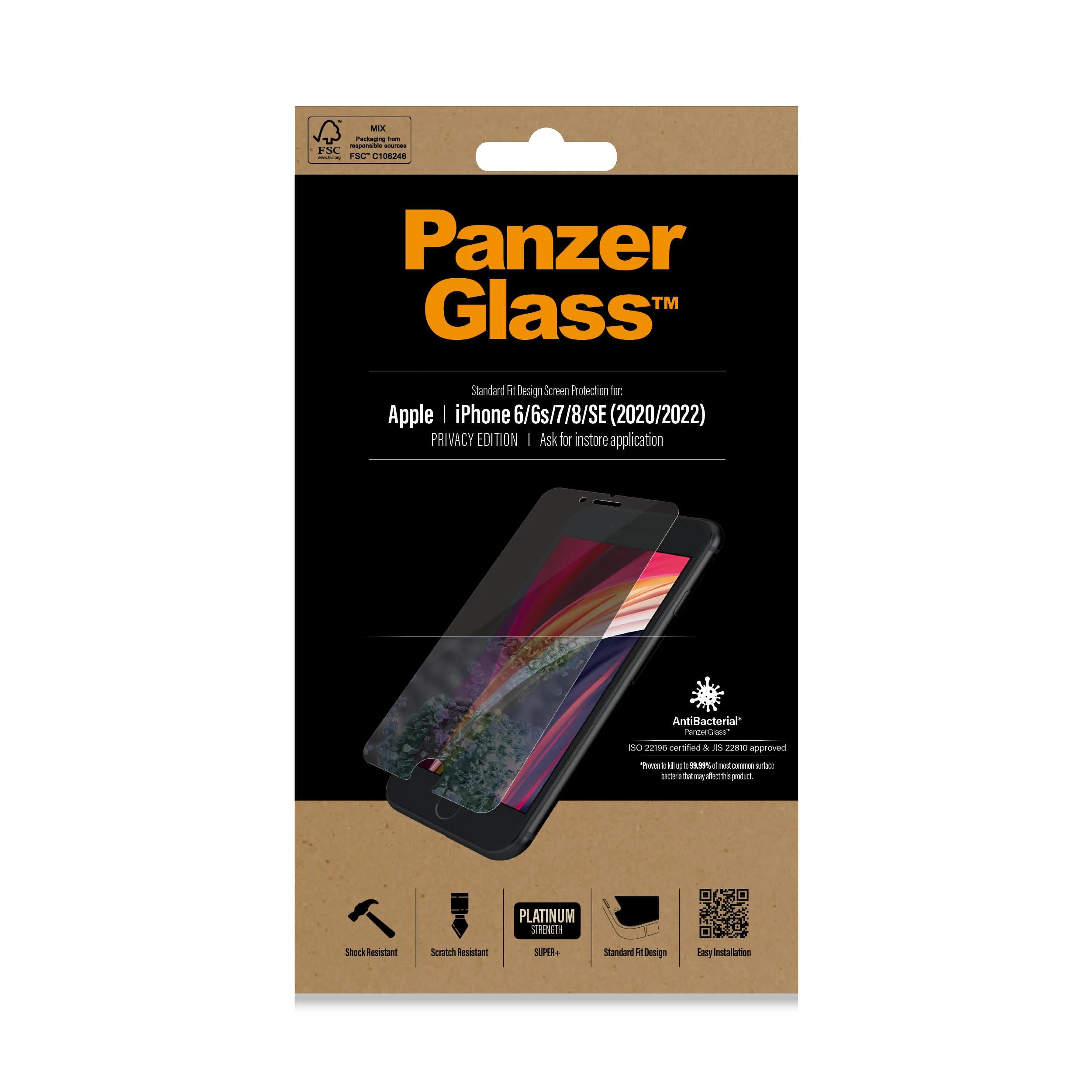 Panzer Glass PanzerGlass | Ekrano apsauga | Iphone | iPhone 6/6s/7/8/SE (2020) | Stiklas | Crystal Clear | Skaidri ekrano apsauga