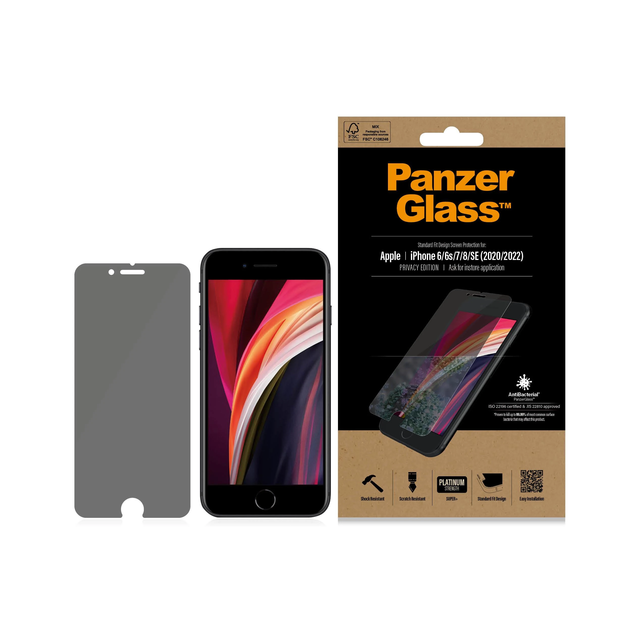 Panzer Glass PanzerGlass | Ekrano apsauga | Iphone | iPhone 6/6s/7/8/SE (2020) | Stiklas | Crystal Clear | Skaidri ekrano apsauga