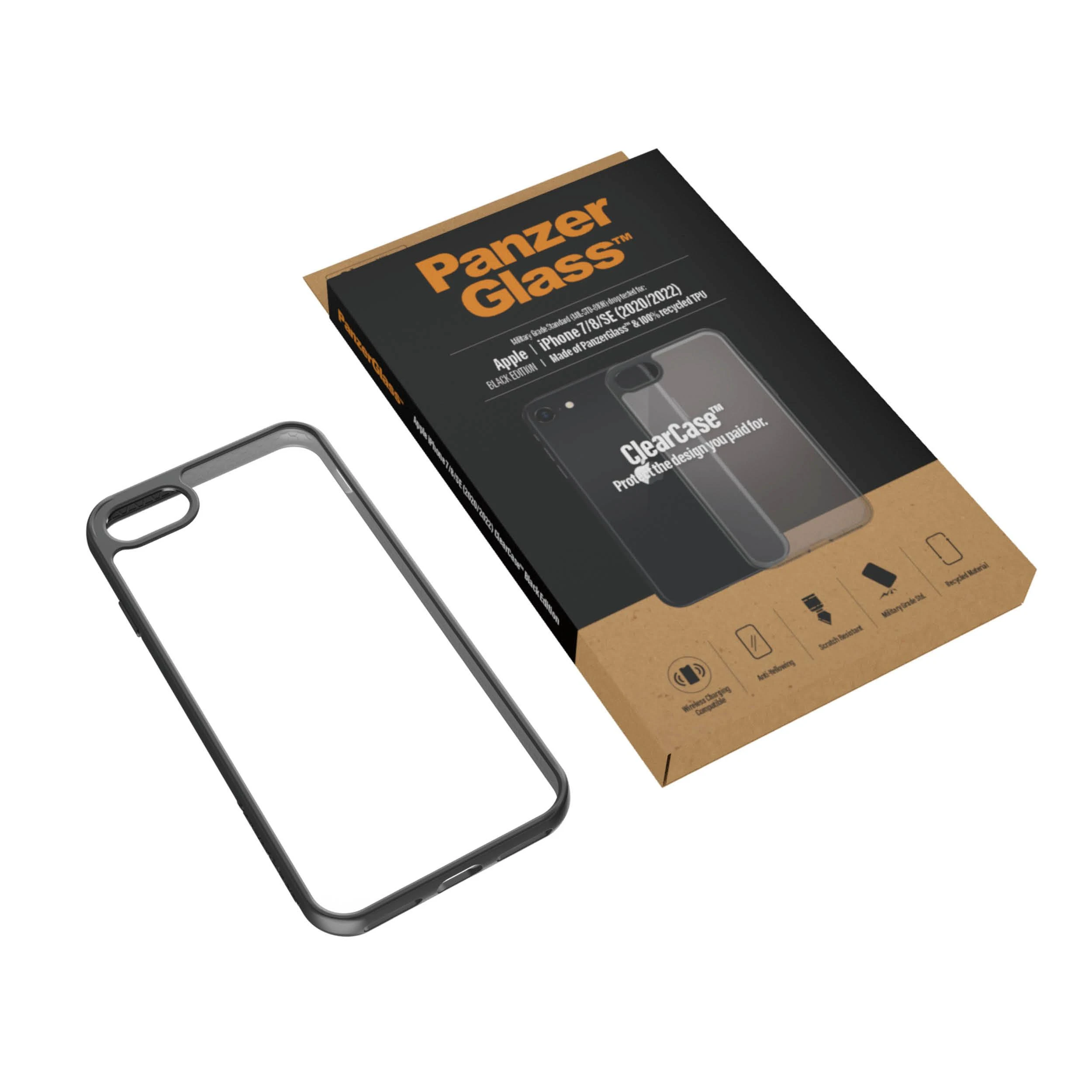 Panzer Glass PanzerGlass | Ekrano apsauga | Iphone | iPhone 7/8/se (2020 m.) | Grūdintas senėjimą stabdantis stiklas | Juodas/Crystal Clear | Skaidri ekrano apsauga